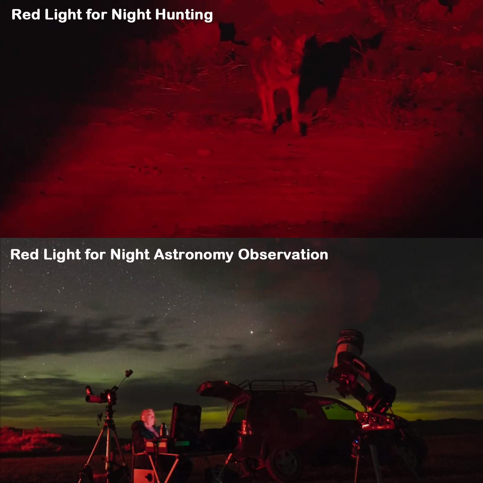 Souyos  Red Flashlight Powerful White & Red Light, Zoom Feature, Compact Waterproof Red Led Torch Perfect For Hunting,Camping,Astronomy, 2 Pack