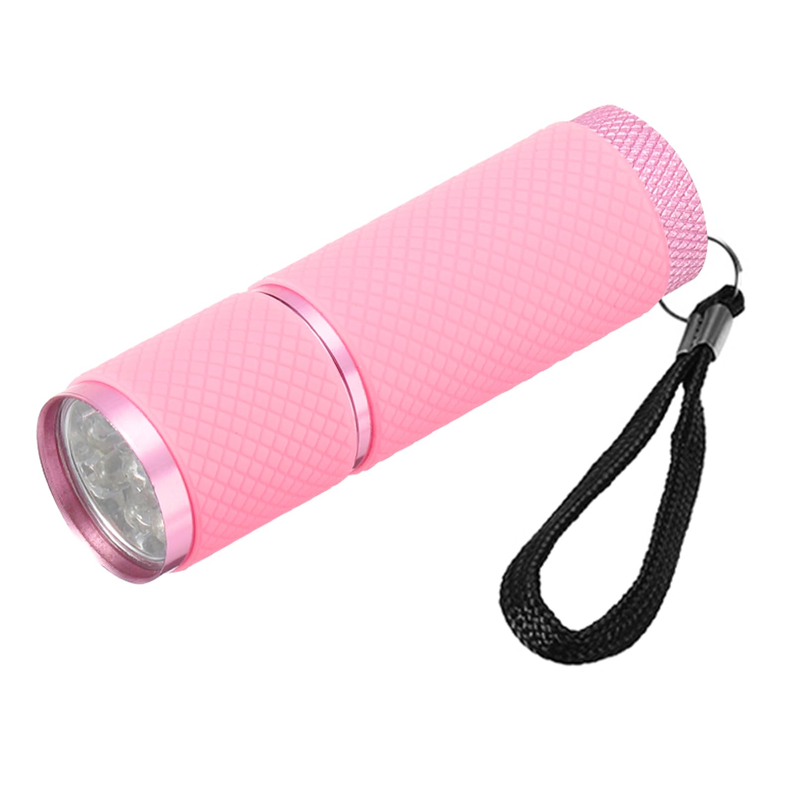 Patikil 9 Led Glow In Dark Flashlights, Mini Aluminum Flashlight Rubber Coated Flashlight With Strap For Camping, Hiking, Party, Pink