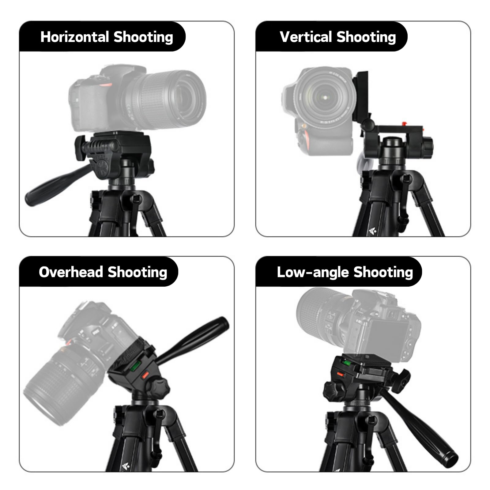 Obelgeoya 25” Tabletop & Travel Tripod, Metal Iron Camera Tripod For Dslr, Mirrorless Camera, Phone, Lightweight Tripod With 360-Degree Ball Head, Quick Release Plate, Phone Holder & Travel Bag(Black)