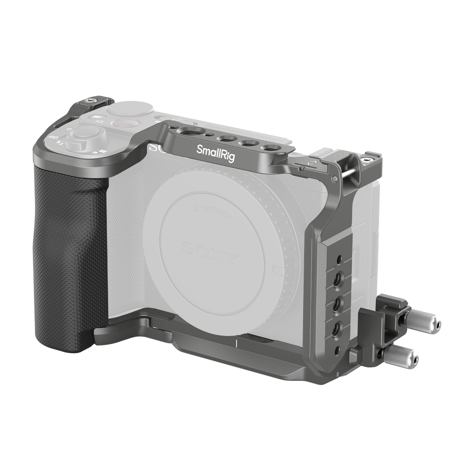Smallrig Zv-E10 Ii Hawklock Quick Release Cage Kit For Sony Zv-E10 Ii With Cable Clamp For Hdmi, Built-In Ergonomically Designed Silicone Handle, Quick-Release Plate For Arca, Qd Socket