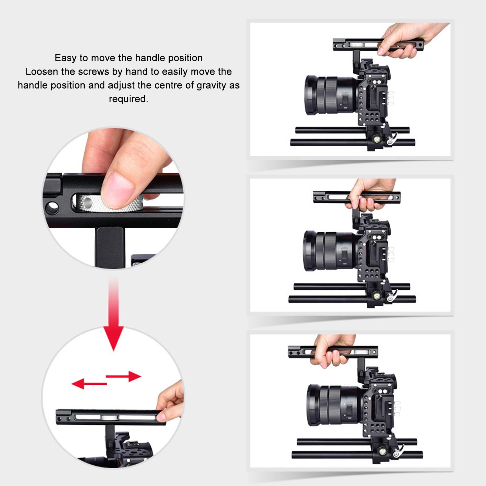 Fydun Camera Cage Kit Aluminum Alloy Video Stabilizer With Cold Shoe Mount For A7 Series