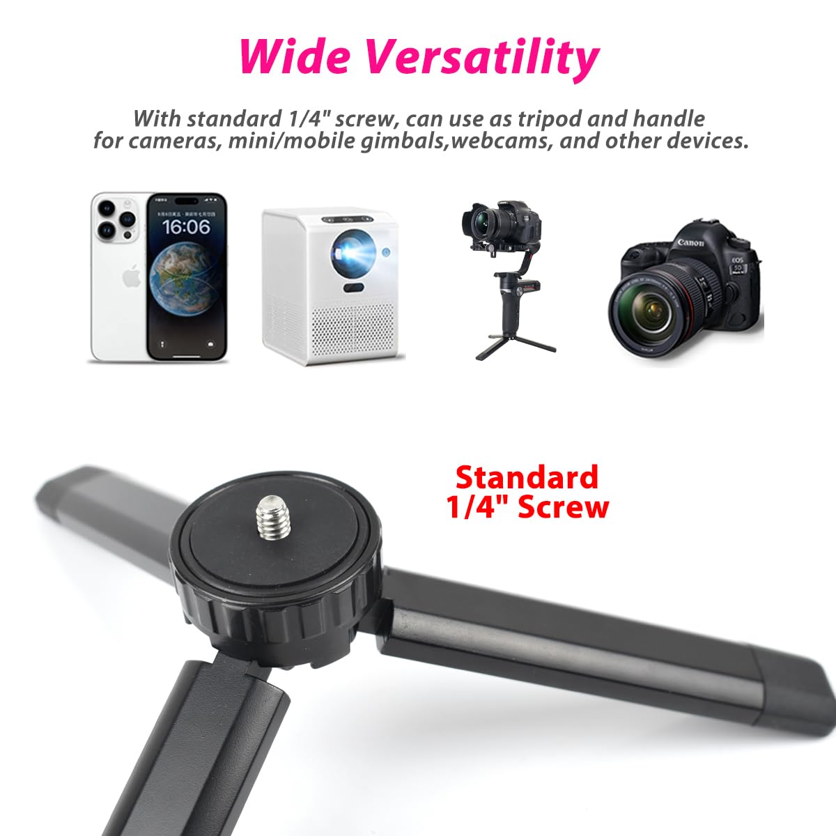 Akeipho Aluminum Mini Tripod, Desktop Tabletop Tripod Stand For Dslr Cameras, Zhiyun Smooth, Dji Ronin Sc/Rs3 Mini,Osmo Mobile,Moza Mini,Gimbal Handle Tripod (Level Adjustable)