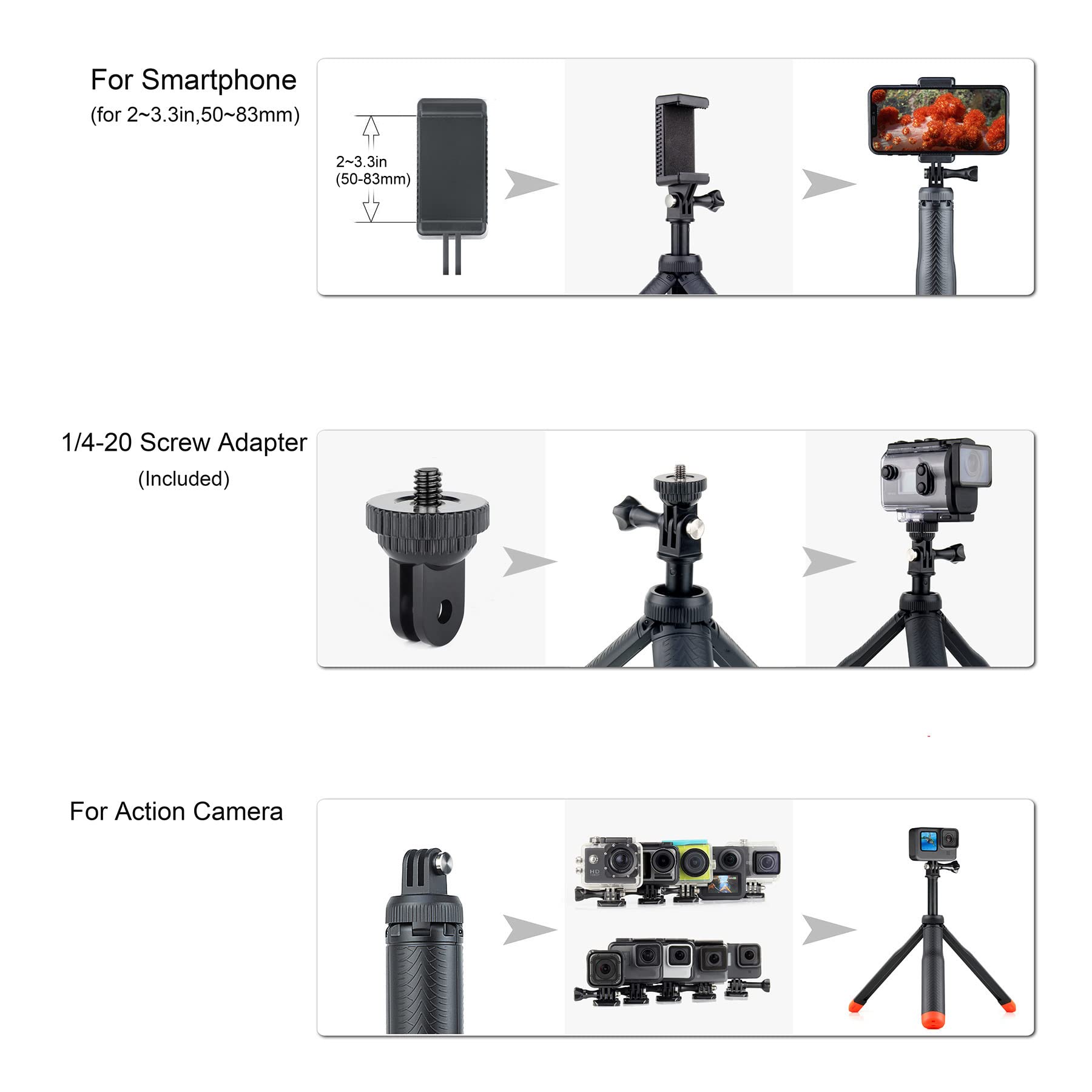 Qiuniu Multi-Use Handheld, Extendable Selfie Monopod, Portable Tripod, And Floating Device For Gopro Hero 3, 3+, 4,5,6,7,8, 9, 10, 11, 12, 13 Session, 2018, Cell Phones And Other Digital Cameras/Cams