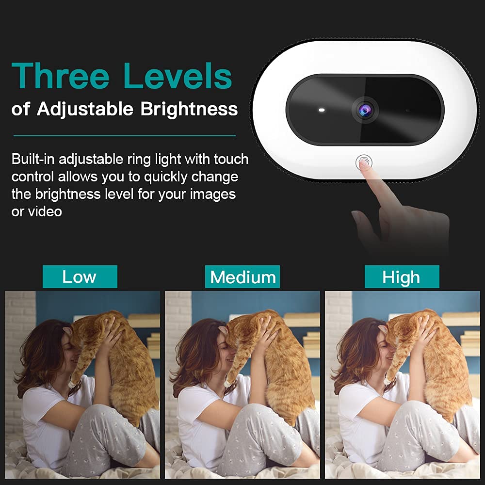 Nexigo 1080P Streaming Webcam With Mini Tripod Kits, N930E Autofocus Web Camera With Ring Light And Privacy Cover, Flexible Camera Tripod Stand, For Zoom/Skype/Teams, Mac Pc