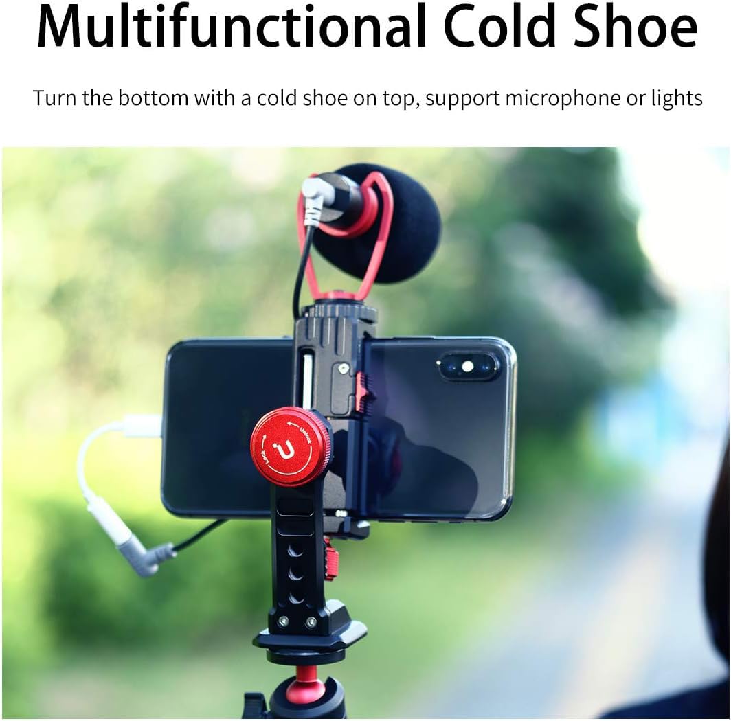 Pictron Cell Phone Tripod Mount, Ulanzi St-14 Smartphone Tripod Mount Adapter Aluminum With Cold Shoe, 360° Cell Phone Stand Holder Clamp For Iphone16 15 14 13 12 11 Max Pro Iphone X Xr Xs 6 7 Plus