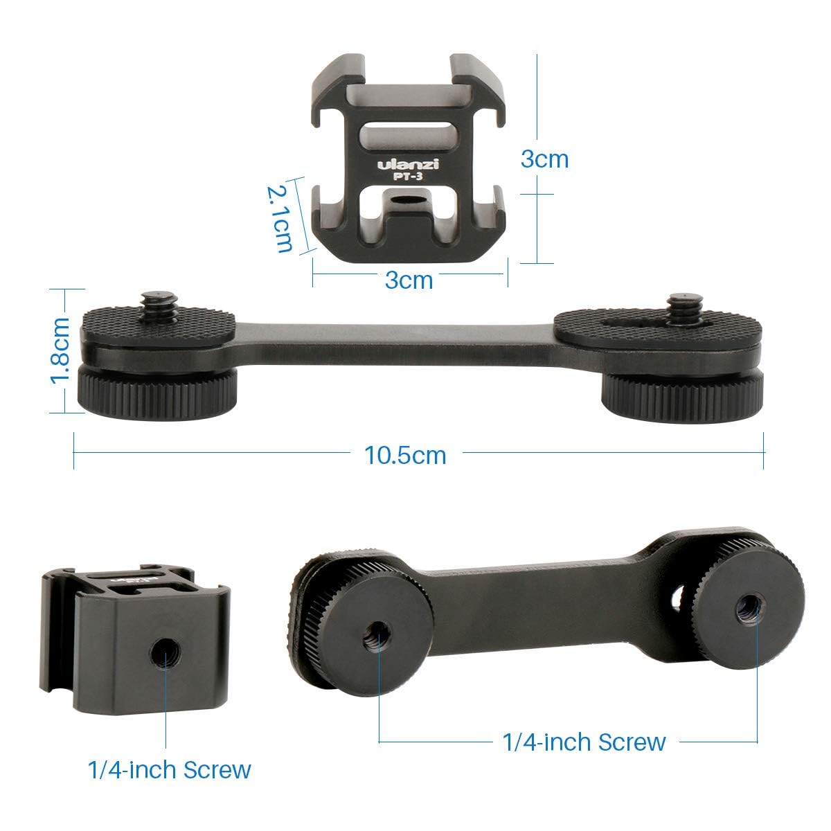 Ulanzi Pt-3 Triple Cold Shoe Mounts Plate Microphone Led Video Light Extension Bracket Microphone Stand Rig Compatible For Dji Osmo Mobile 3 2 Om 4 Zhiyun Smooth 4/Feiyu Vimble 2 Gimbal Stabilizer