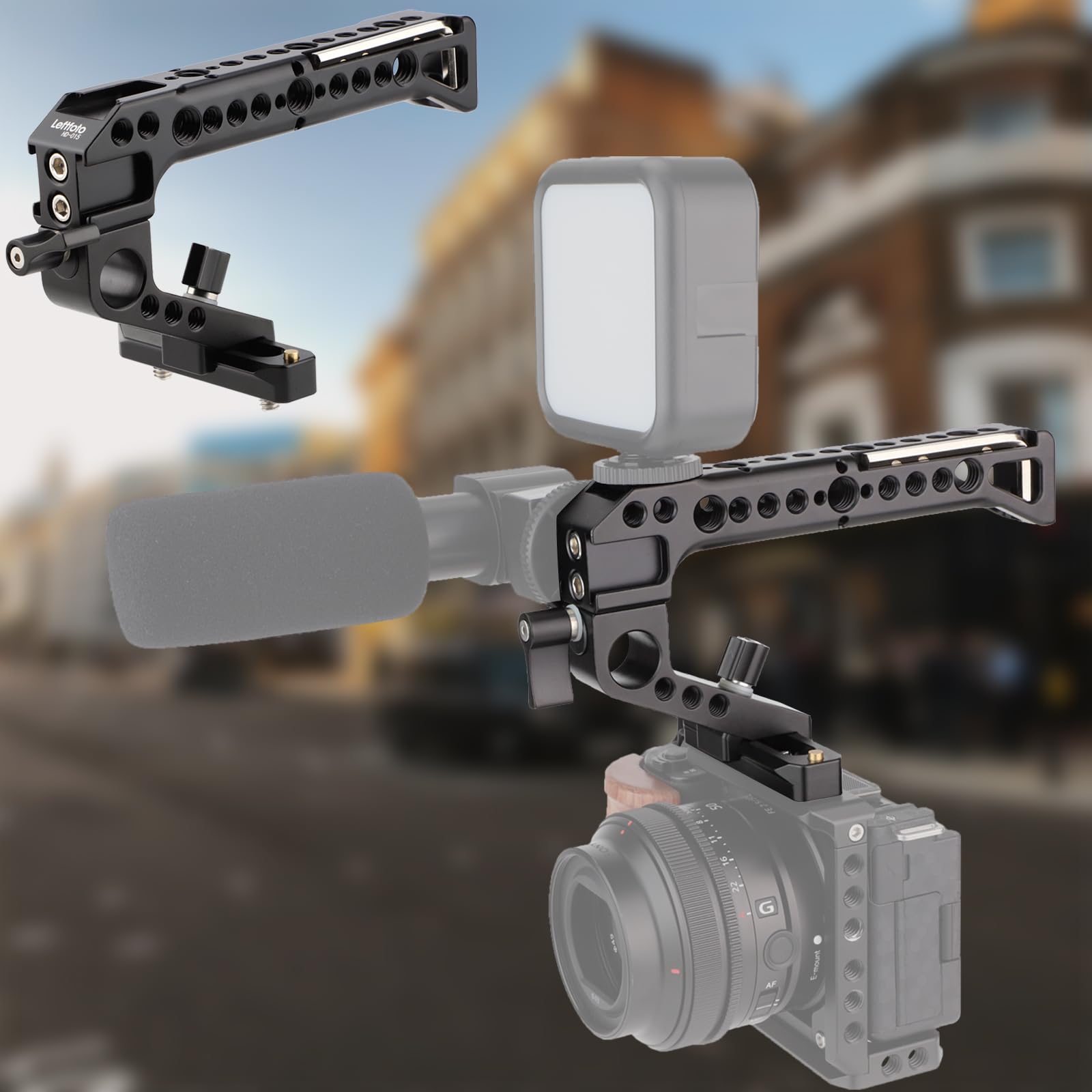 Leftfoto Camera Cage Top Handle Nato Rail Standard With 7Mm Nato Rail For Dlsr Camera Cage,Anti-Off And Quick Release Design.