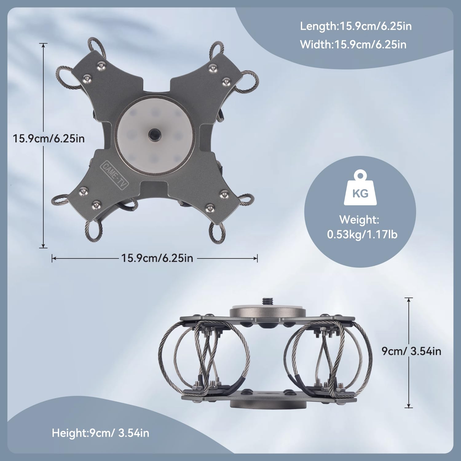 Cametv Came-Tv Vibration Isolator Wire Mount Shock-Absorbing For Dji Rs 4 / Rs 4 Pro/Rs 3 / Rs 3 Pro/Rs 3 Mini / Rs2 / Rsc 2 Handheld Gimbal Stabilizer Payload Up To 5Kg/11Lb