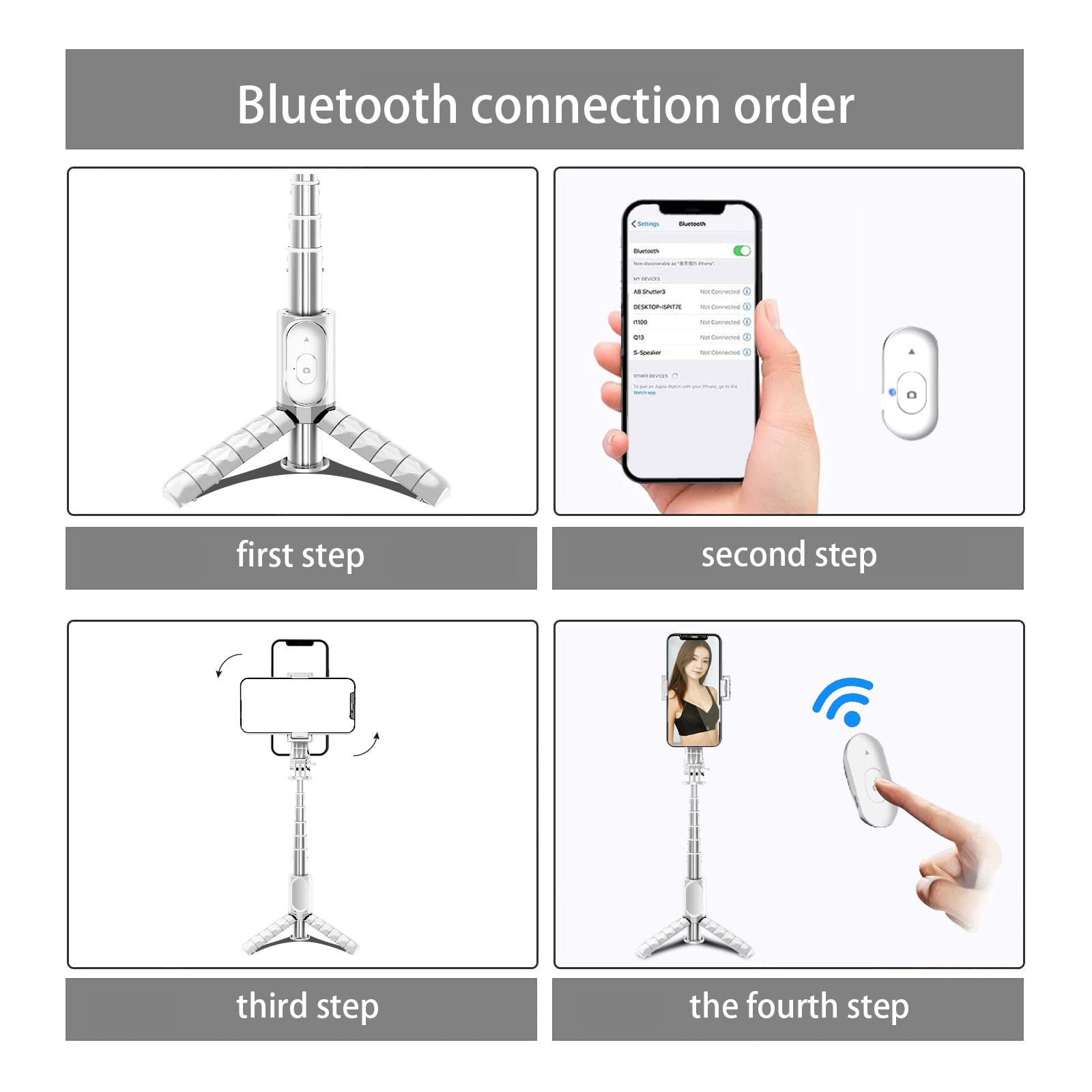 Drpht Dc Portable Travel Selfie Stick, Mini Phone Tripod With Detachable Wireless Remote, Extendable Aluminum Alloy Tripod Compatible With Iphone 13 12 11 Pro Xs Max X 8Plus 7 Samsung