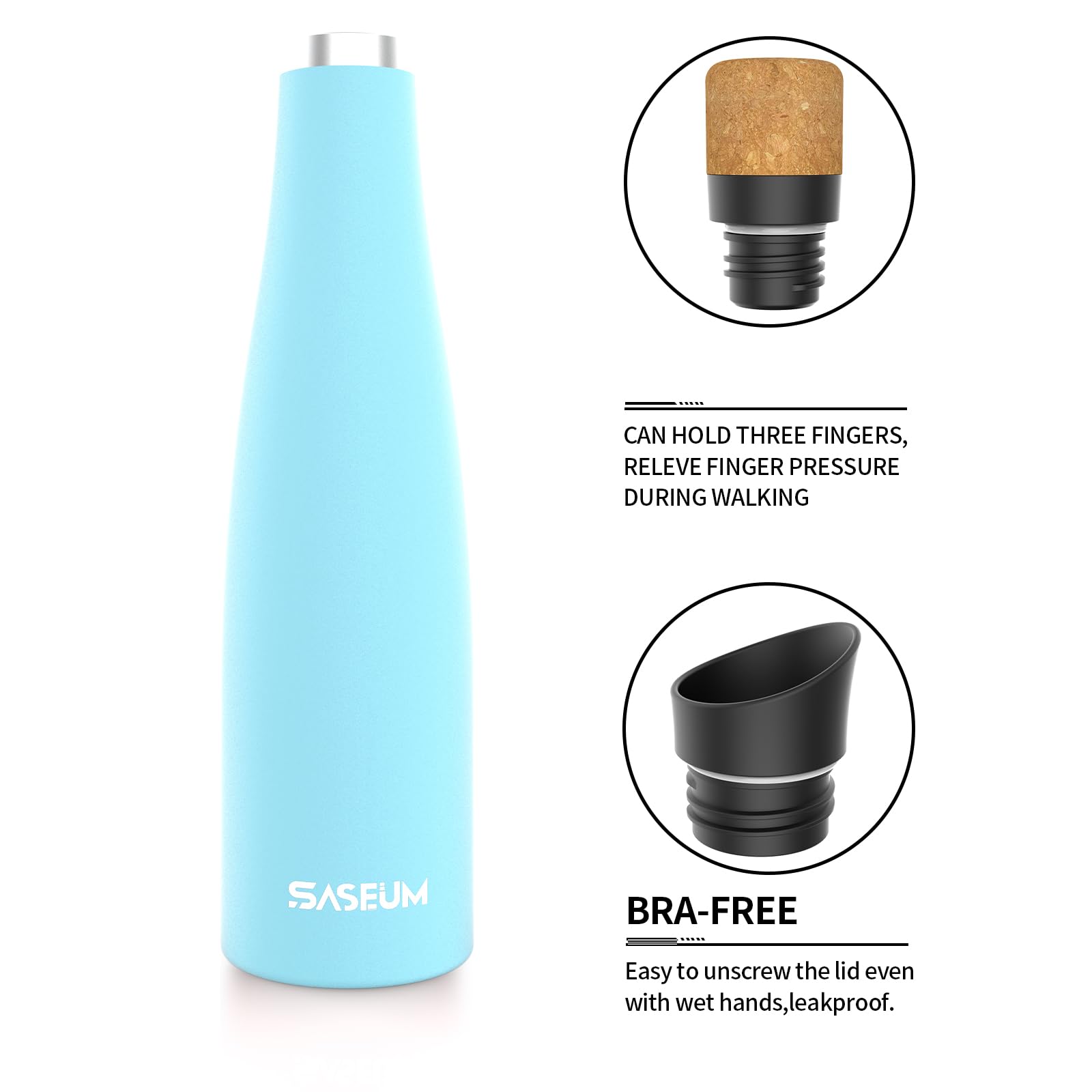Wine Bottle - 700Ml Insulated Stainless Steel Wine Bottle With Vacuum Sealed Lid (Light-Blue, 700Ml)