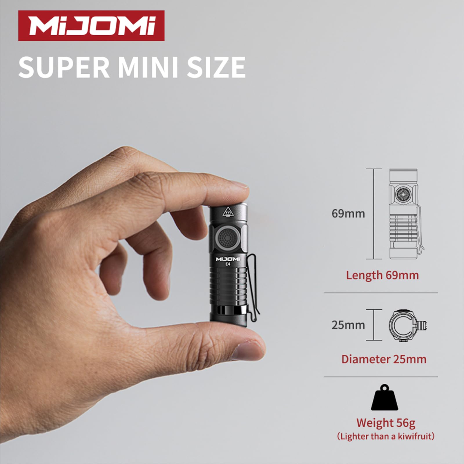 Mijomi Mini Flashlight With Magnet, Rechargeable Pocket Light Compact High Lumens Handheld Light, E4 Flashlight 7 Modes 1100 Lumens For Outdoor, Hiking, Walking