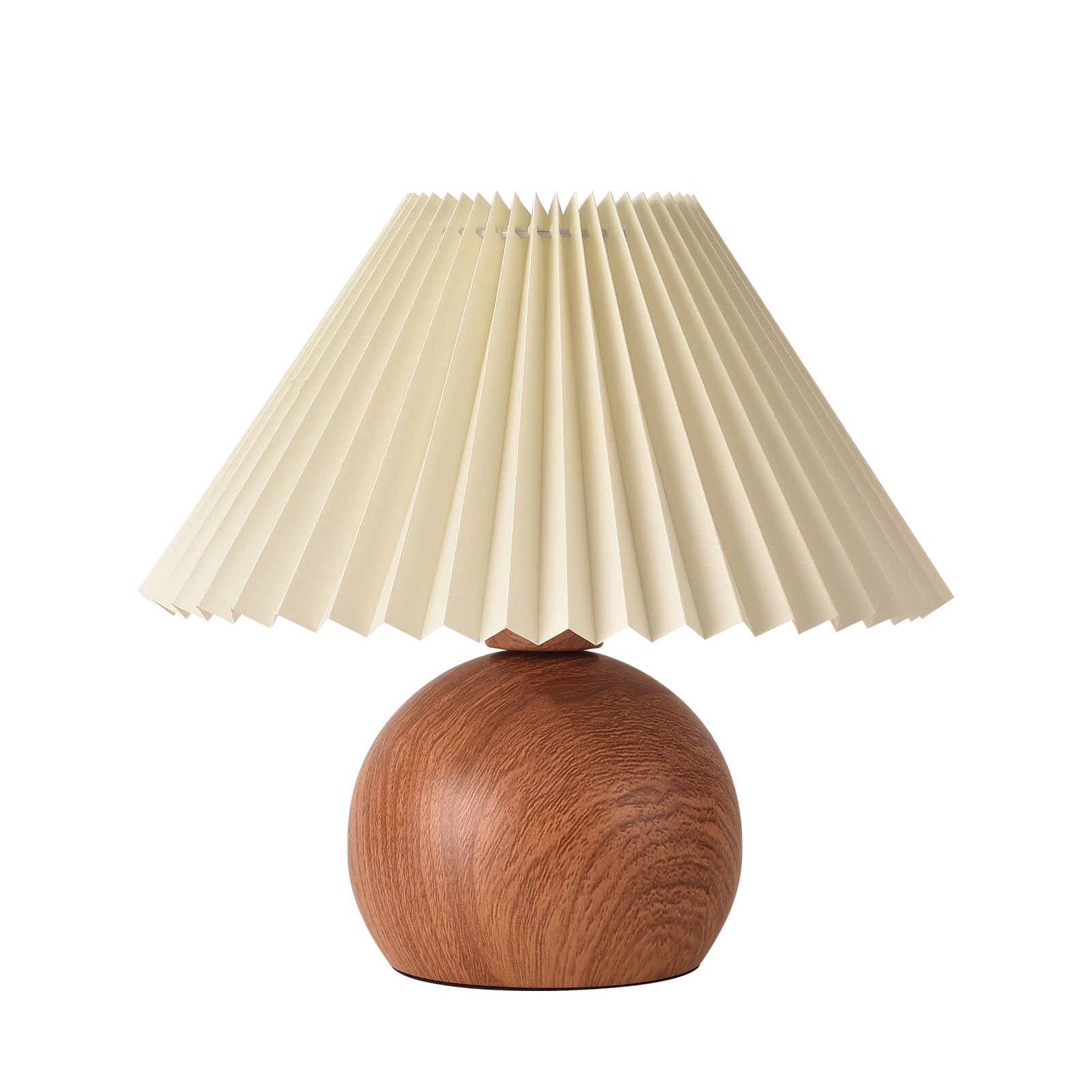 Kunjoulam Retro Pleated Table Lamp, Modern Bedside Nightstand Lamp With Beige Lampshade, Metal Base For Bedroom, Home Office, Living Room, Kids Dorm Without Bulb