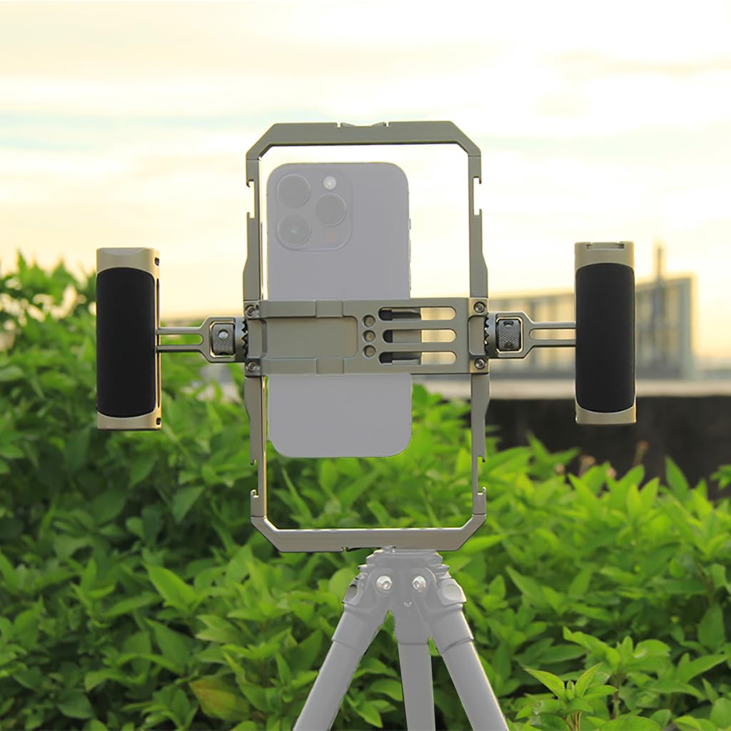 Novelgoal Universal Handheld Photography Bracket 360° Rotation For 63.5-87Mm Cell Phone Extension Fill Light Live Video (Cage + Handle Set)