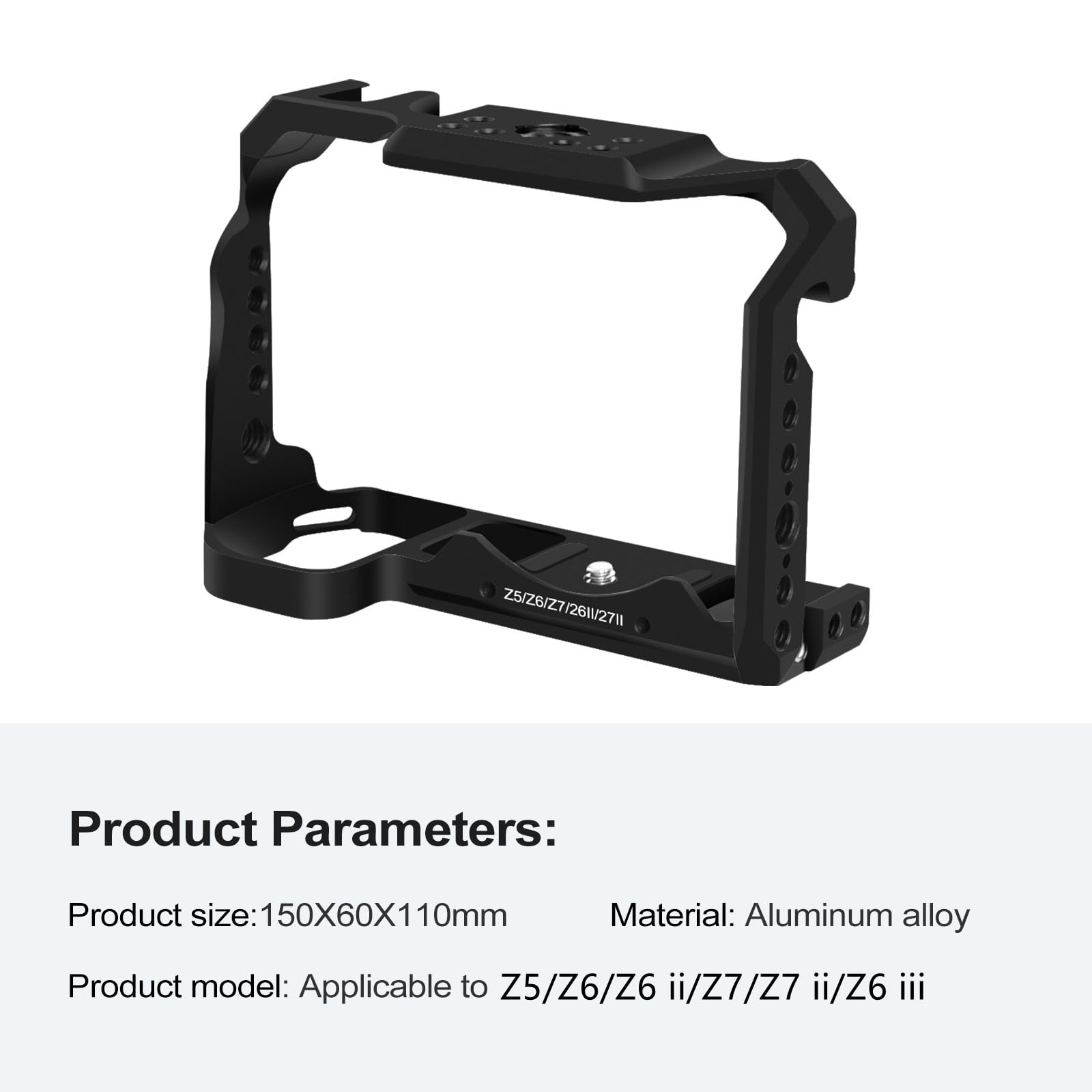 Fugasun Z5/Z6/Z6 Ii/Z7/Z7 Ii/Z6 Iii Camera Cage Stabilizer,Z5/Z6/Z6 Ii/Z7/Z6 Iii/Z7 Ii Cage Stabilizer For Nikon Z6 Iii/Z7 Ii Camera Case With Cold Shoe Interface,Compatible With Arca Interface.