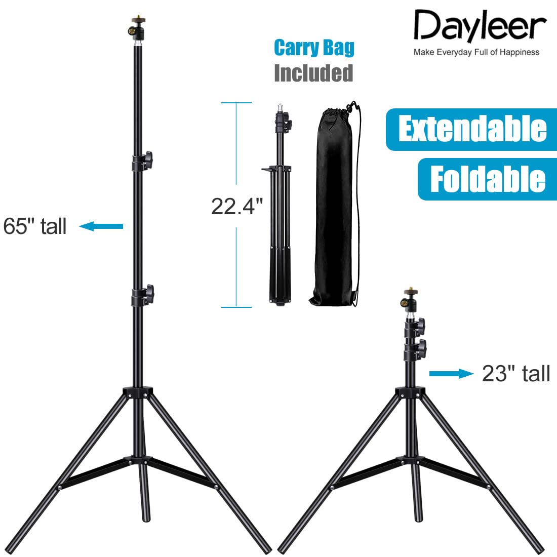 Dayleer Selfie Stick Tripod, 65" Extendable Tall Camera Cell Phone Tripod Stand With Remote For Iphone 15 14 13 12 11 Pro Max Samsung Galaxy S23 S22 S21
