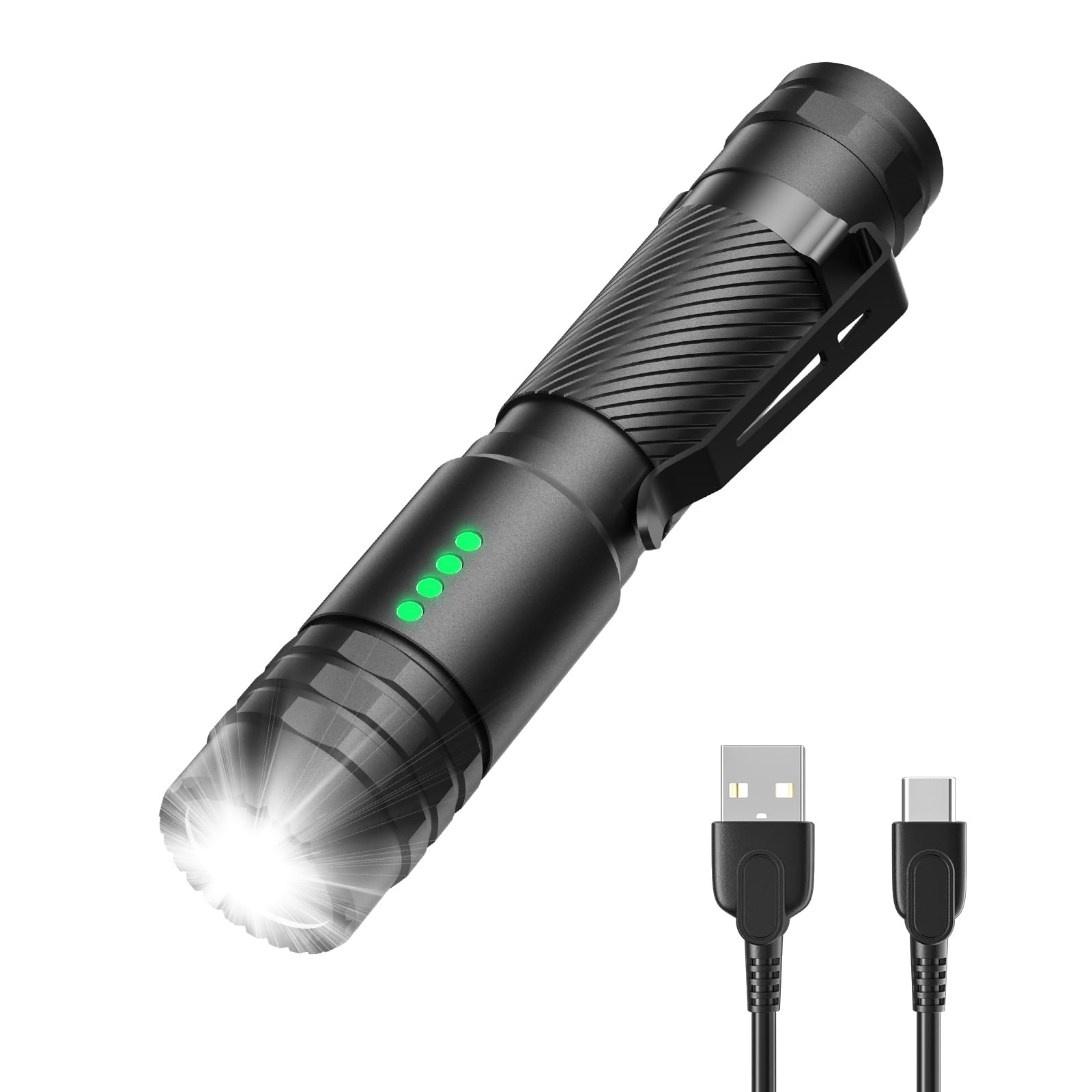 Zti Rechargeable Flashlights 2000 Lumen, 5 Light Modes, Usb-C Rechargeable Pocket Flashlight, Compact For Home, Emergency