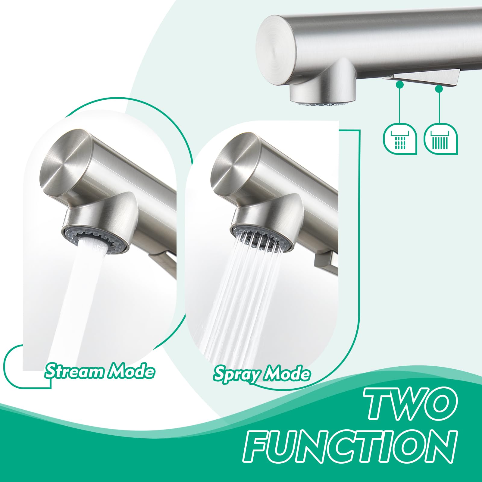 Crea Kitchen Faucet With Soap Dispenser,Kitchen Faucets With Pull Down Sprayer,Bar Sink Faucet Single Handle Right Angle Brushed Nickel Stainless Steel Commercial Rv Uitility Laundry Faucet