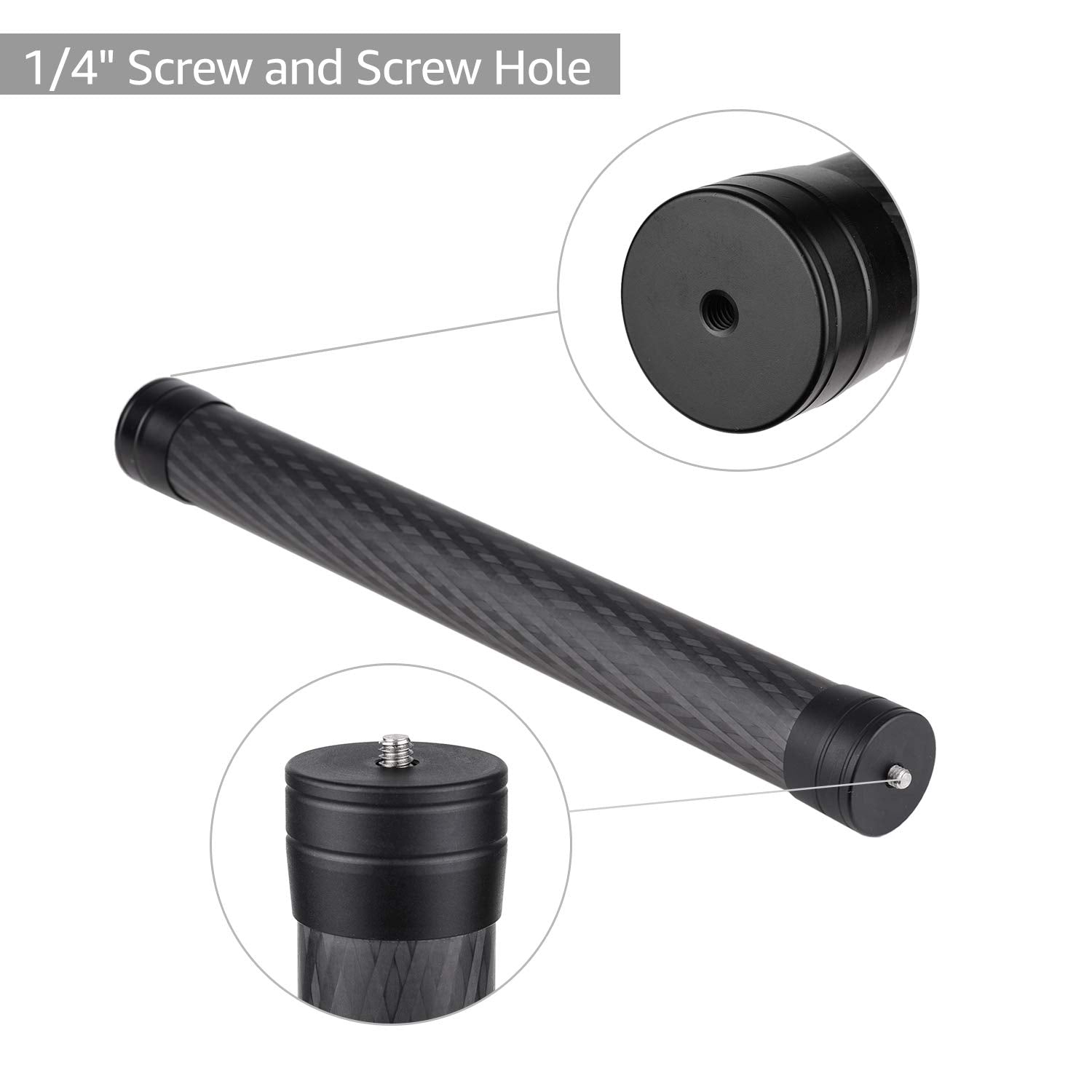 Bortt Camera Extension Rod Stabilizer Extension Rod Carbon Fiber Bar Universal Handheld Photography Pole With 1/4 Inch Screw And Screw Hole For Gimbal Stabilizer Slr Cameras, 35Cm, Black