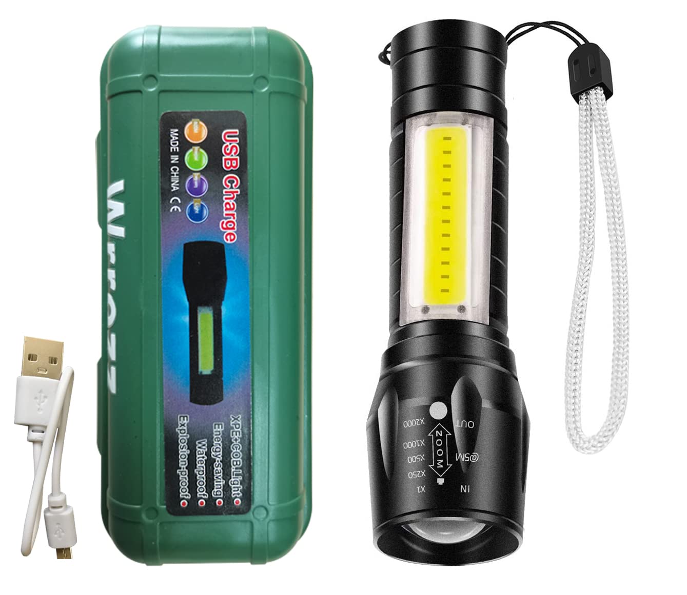 Wrrozz Led Flashlight Rechargeable Usb Mini Torch Light, Ultra Brightest Small Flash Light Handheld Pocket Compact Portable Tiny Lamp With Side Lantern, High Powered Utility Travel Flashlights 1 Pack