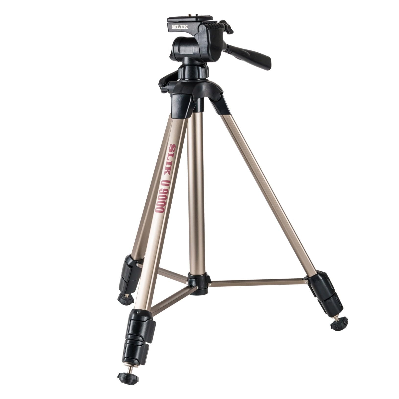 Slik U9000 Tripod With 3-Way Fluid-Effect Head And Built-In Bubble Level,Silver