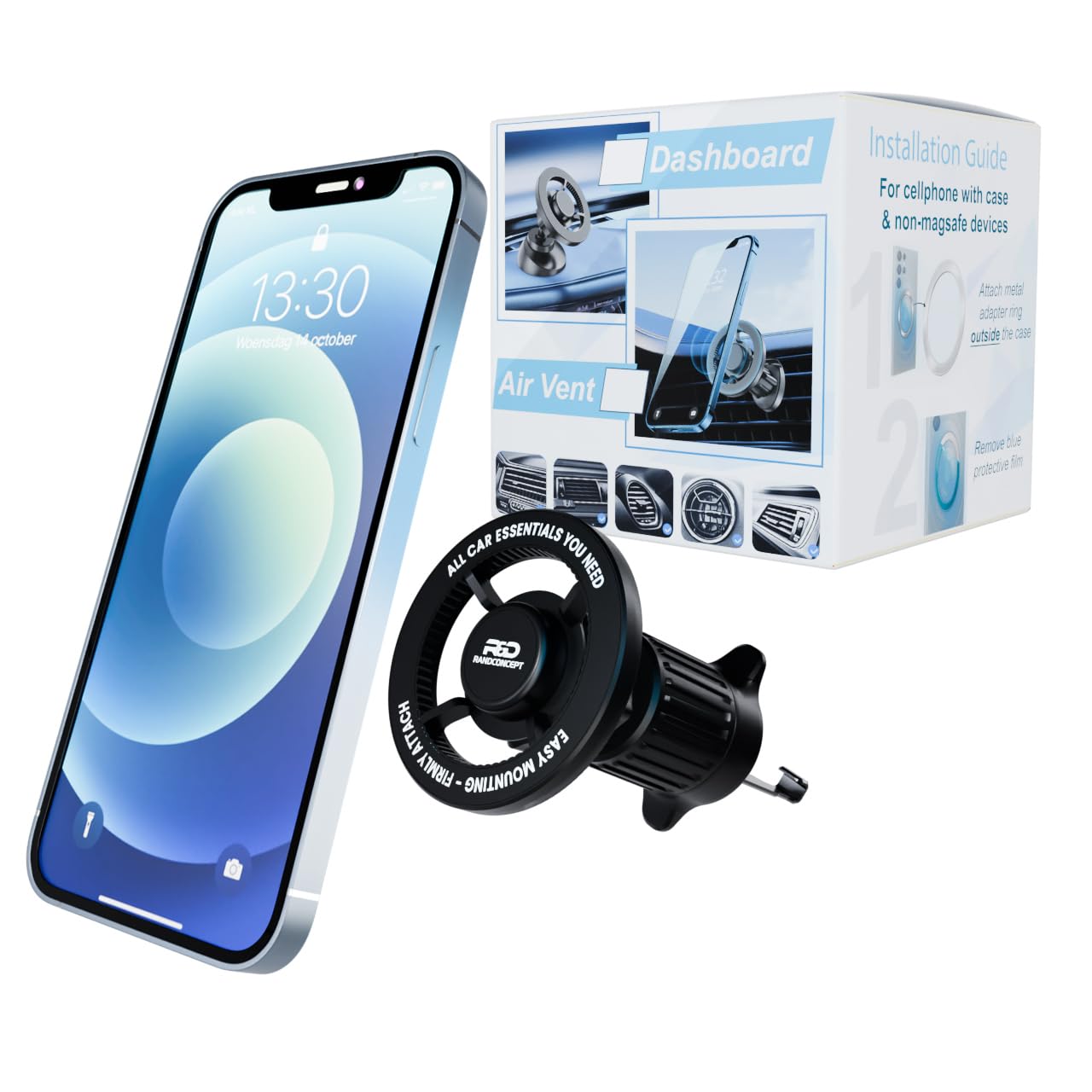 Randconcept For Magsafe Car Mount, Air Vent Magnetic Phone Mount, 360° Adjustable Magnetic Phone Holder For Iphone 12 13 14 15 Pro Max Plus Mini - Car Magnet Phone Holder