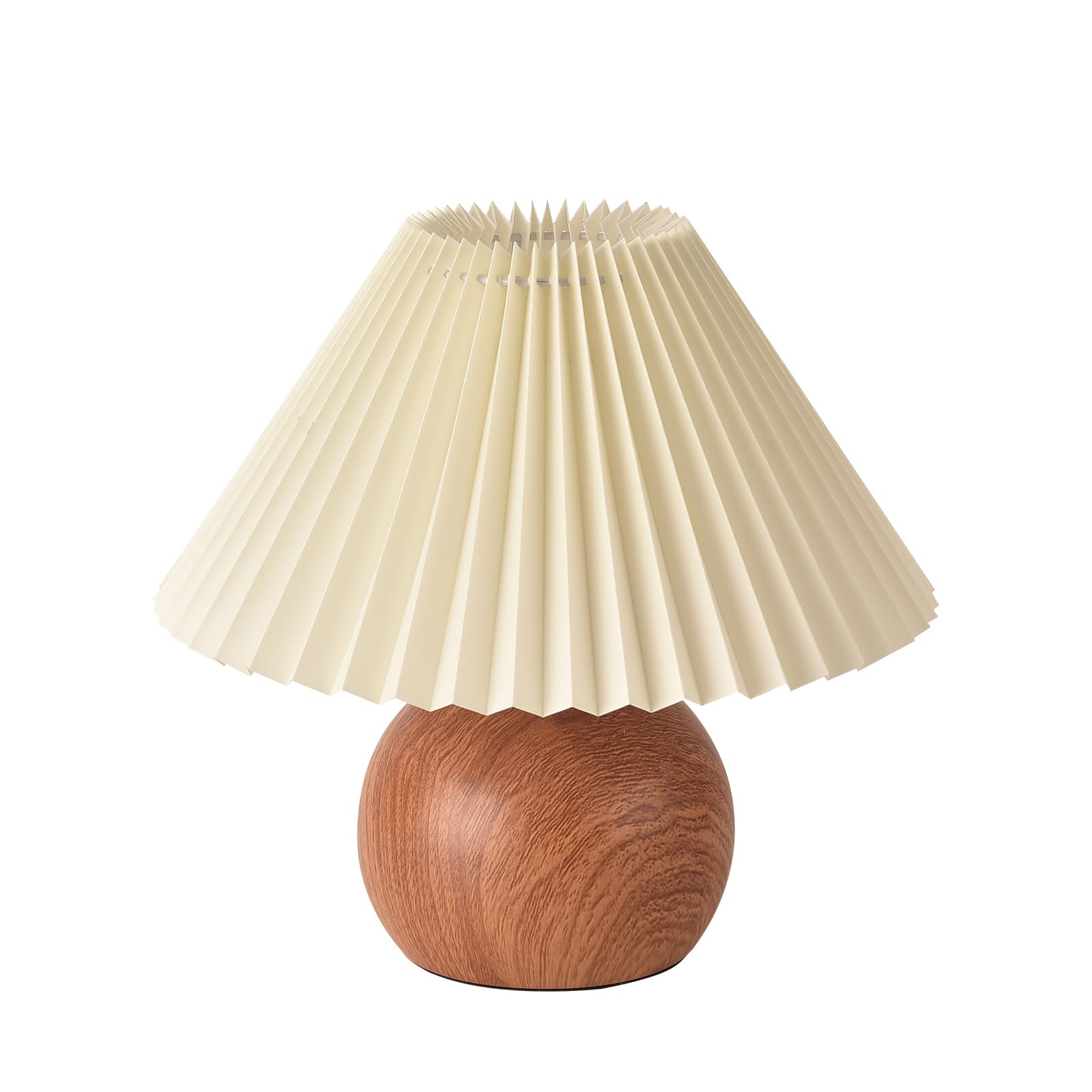 Kunjoulam Retro Pleated Table Lamp, Modern Bedside Nightstand Lamp With Beige Lampshade, Metal Base For Bedroom, Home Office, Living Room, Kids Dorm Without Bulb