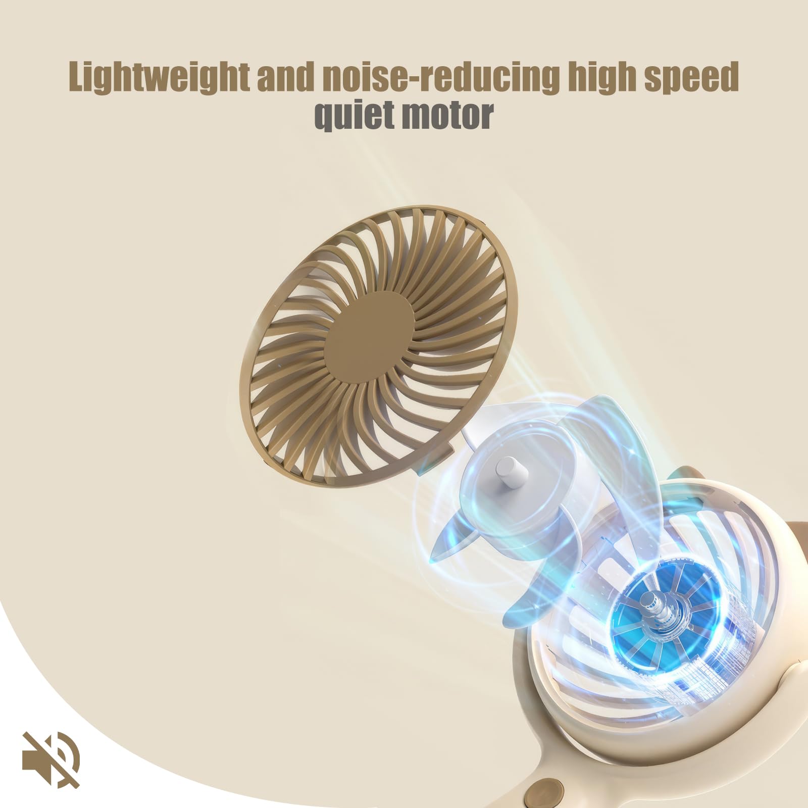 Qearfun Cute Handheld Lanyard Fan Portable, Mini Personal 3-Speed With 180 Rotation, Small Makeup