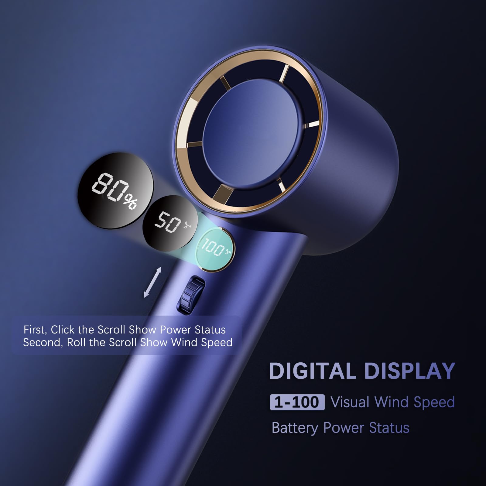 Handheld Fan,1-100 High Speed Hand Fan Adjustable Turbo Mini Fan,5000Mah Battery Operated