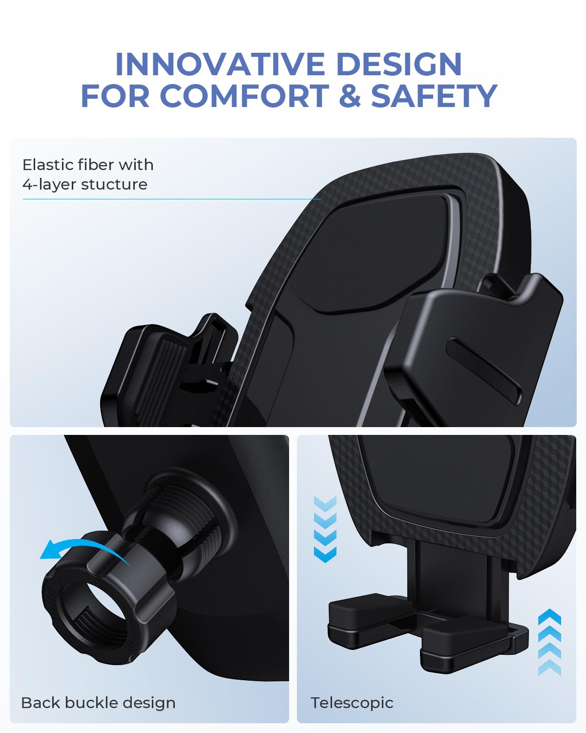 Primoov Phone Holders For Your Car  Car Phone Holders For Iphone With 360-Degree Rotation  Dashboard Cell Phone Holder  Easy Installation & Strong Grip For Safe And Convenient Driving, Black