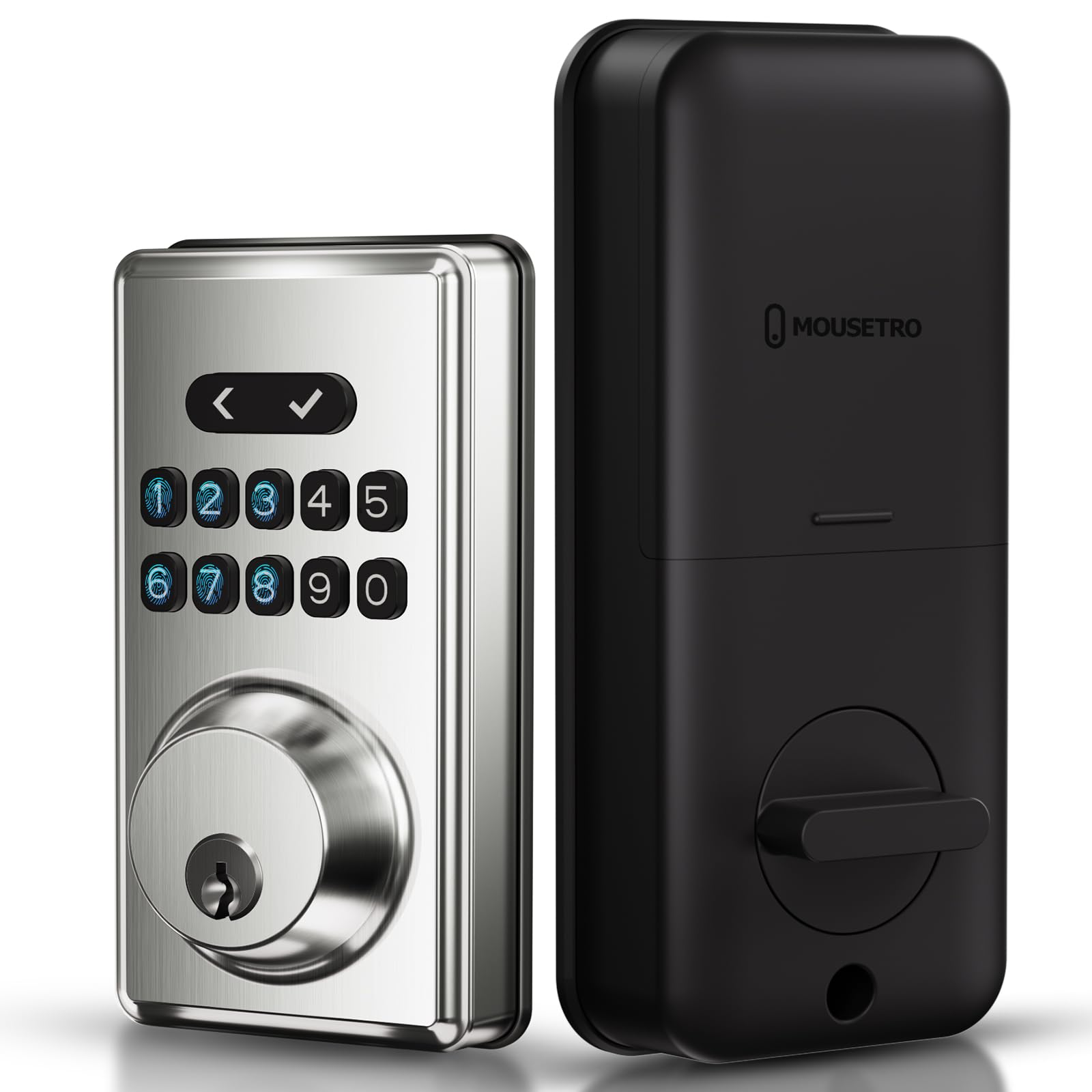 Mousetro Keyless Entry Door Lock, Electronic Keypad Deadbolt For Front Door, Smart Locks With 6 Digital Code, Auto Lock, Anti-Peeking Password, Easy Installation, Silver