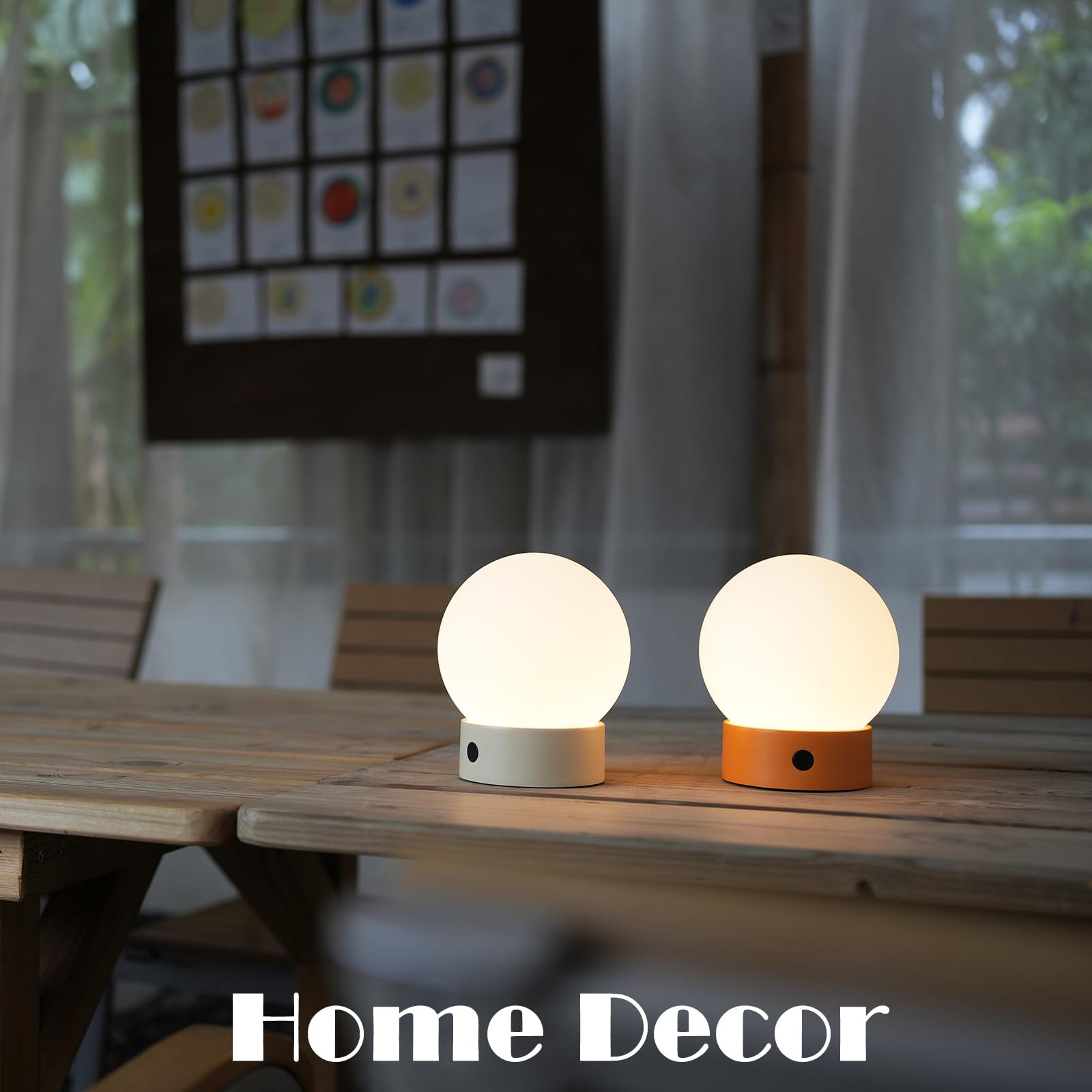 Weilailux Small Cute Cordless Table Lamp Rechargeable, Battery Operated Shower Lamp Waterproof, Touch Dimmable Globe Ambient Light For Outdoor/Bedside/Patio/Dining (Orange)