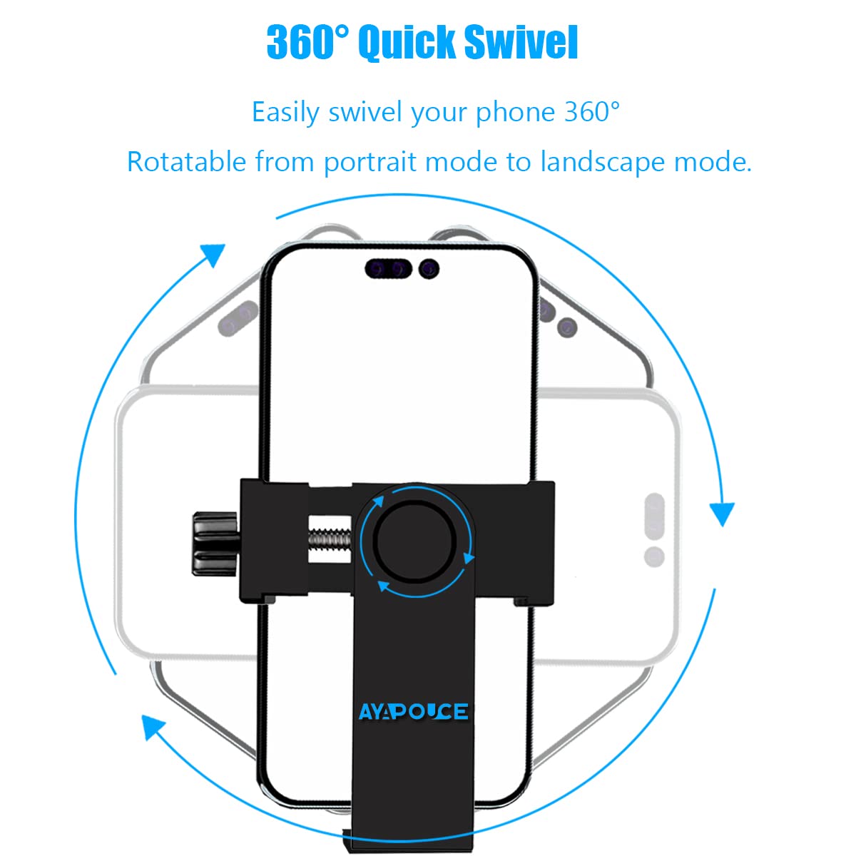 Ayapouce Cell Phone Tripod Mount Holder, Smartphone Tripod Cell Phone Holder Mount Adapter Clip, Digtal Camera Bracket Selfie Lens Monopod Adjustable Ring Light For Camcorder,Compatible For Most Cellphones
