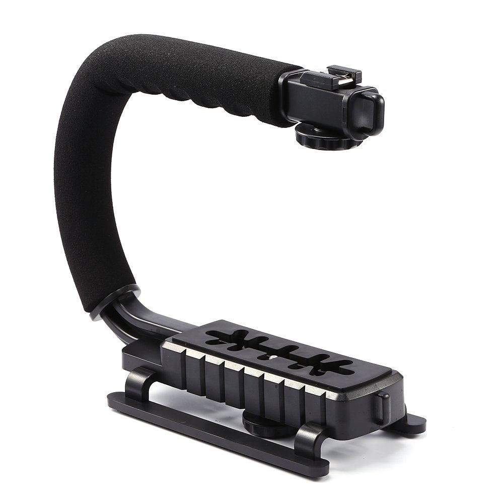 Eimsoah Video Stabilizing Handle Grip With Hot Shoe Mount,Portable U Grip Handheld Stabilizer, Improves Stability And Versatility Super Grip Video For Dslr Camera Camcorder
