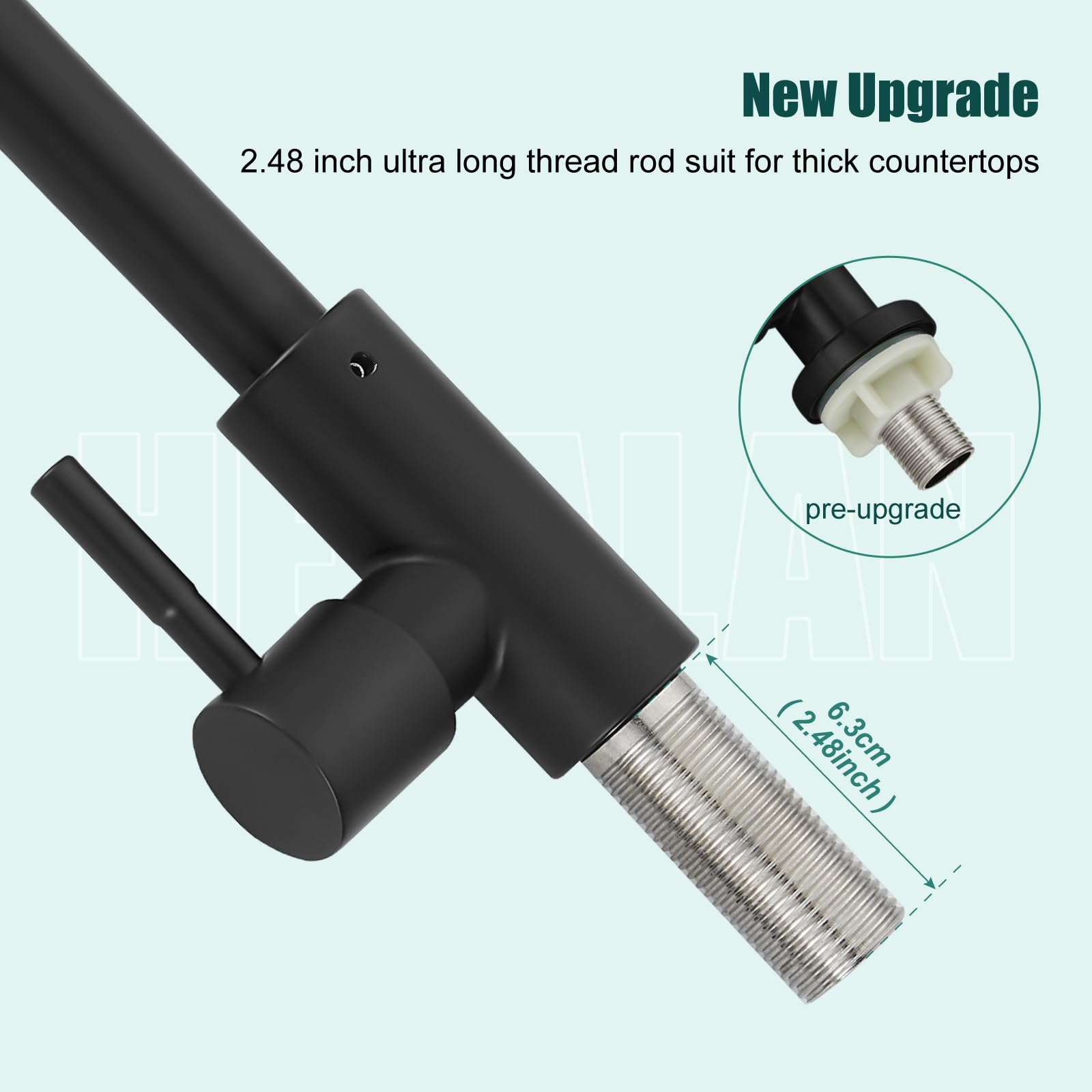 Heyalan Cold Water Only Kitchen Faucet Single Handle 1 Hole Deck Mount Sus304 Stainless Steel Sink Bar Tap Goose Neck,8.3Inch,Matte Black