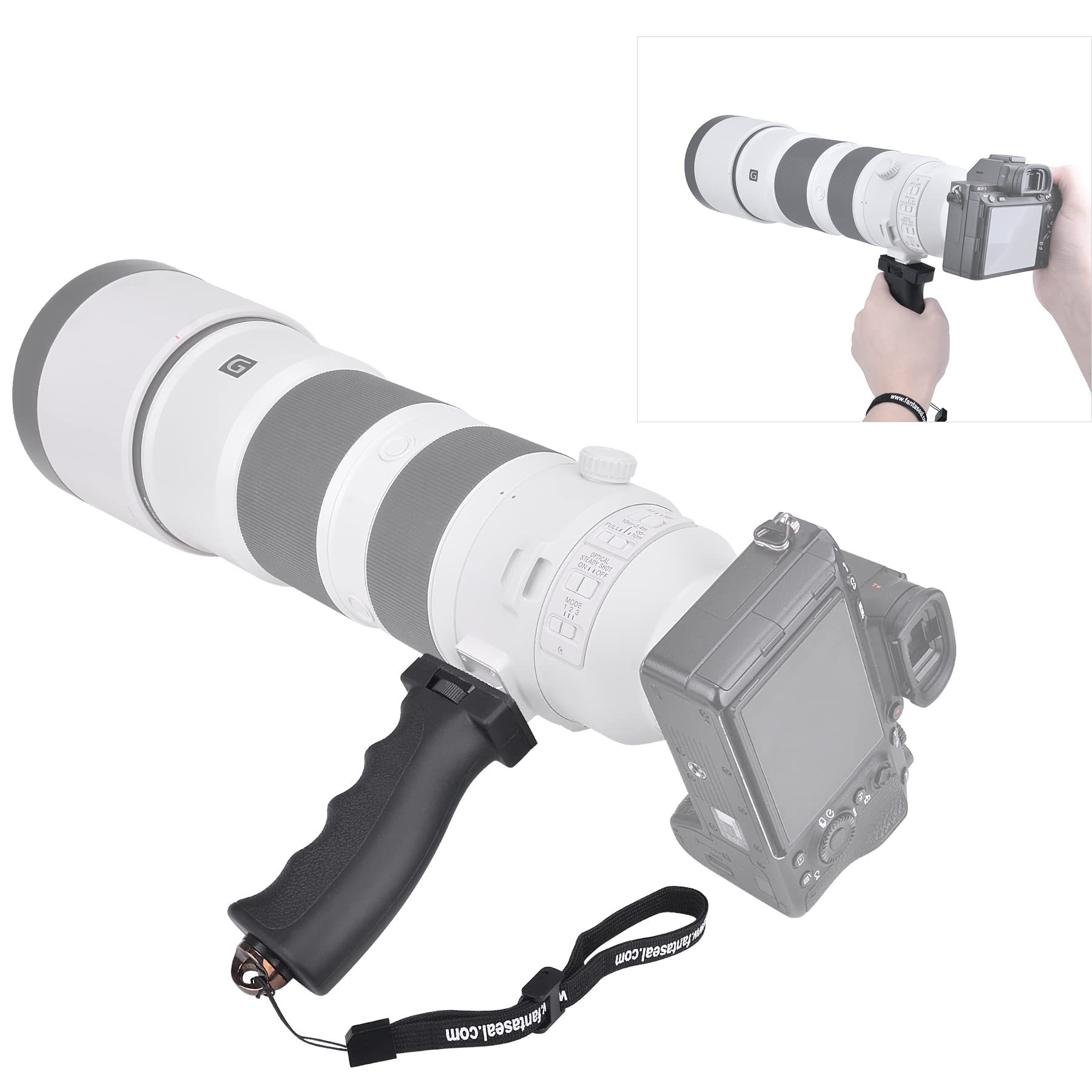 Fantaseal Universal Ergonomic Dslr Mirrorless Camera Camcorder Monocular Hand Grip Stabilizer, Portable Handheld Selfie Stick, Long Focus Lens Video Light Holder Mount For Youtube Tiktok Vlogging Starter Kit