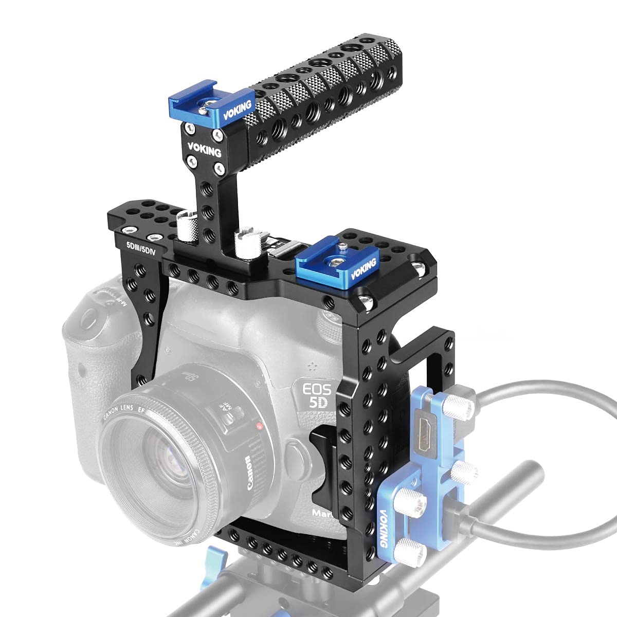 Voking Aluminum Alloy Vk-5D4K Camera Video Cage & Top Handle With Detachable And Top Handle Quick Release Plate Compatible With 5D3 5D4