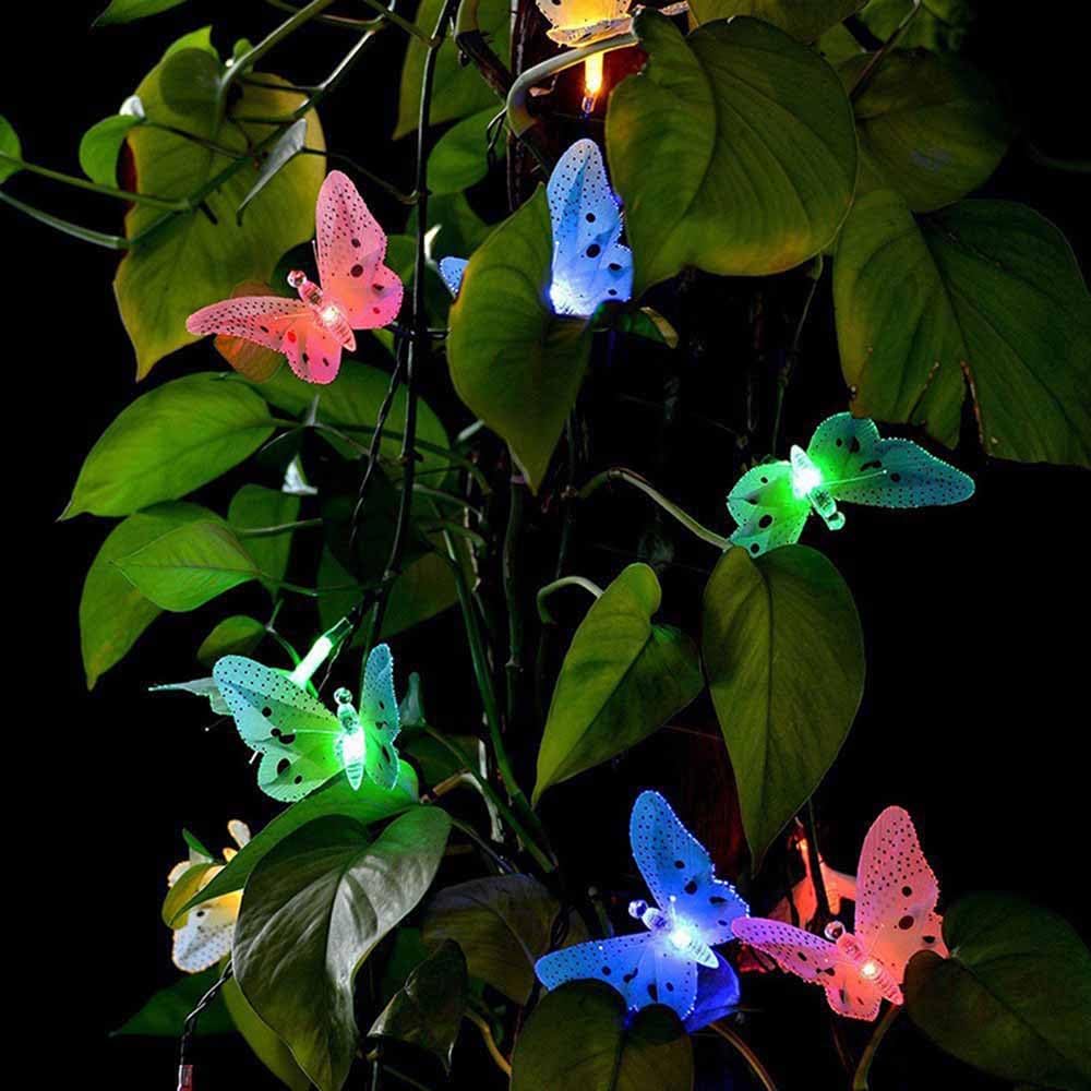 Tebocr Butterfly Solar String Lights Outdoor 12 Led 12.5 Ft Waterpoof Led Solar Butterfly Lights For Garden Yard Patio Lawn Decor Party Club