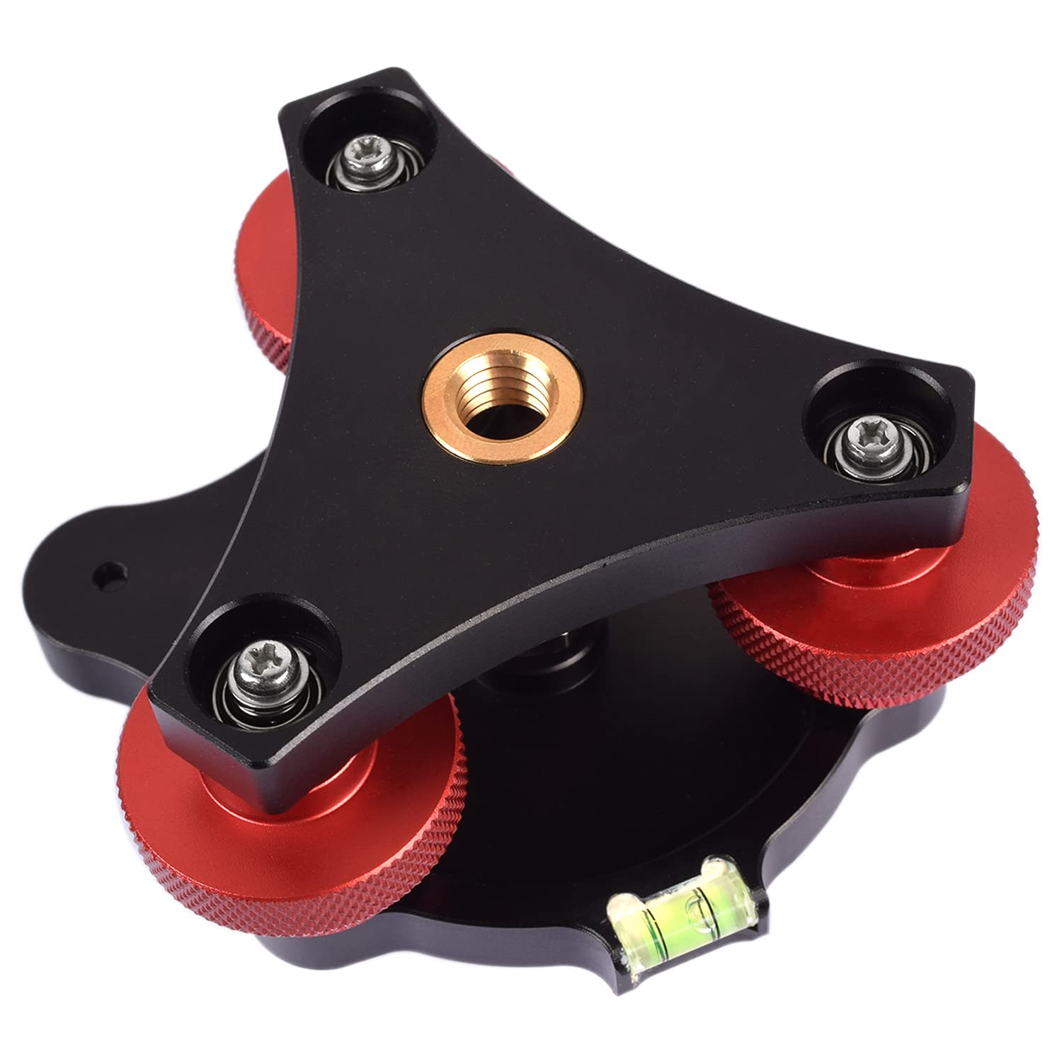 Fotoconic Photography Tripod Level Head Tri-Wheel Leveling Base With Three Bubble Levels And 3 Dials For +/-5 Degree Precision Adjustment, 3/8 Inch Screw Leveler