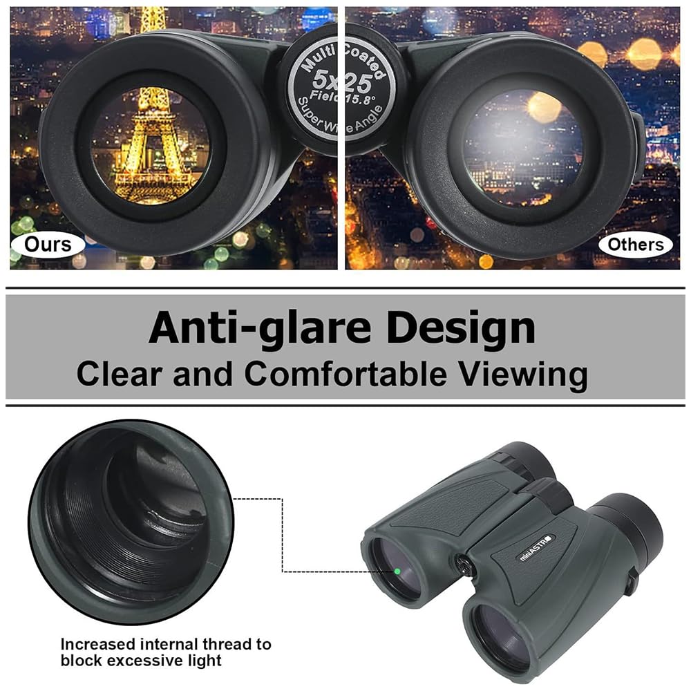 Andoer 5X25 Binoculars Telescope 15.8° Ultra Wide Andle 829Ft/1000Yds Field Of View For Concert Sports Events Bird Watching Wildlife Viewing Camping Hiking
