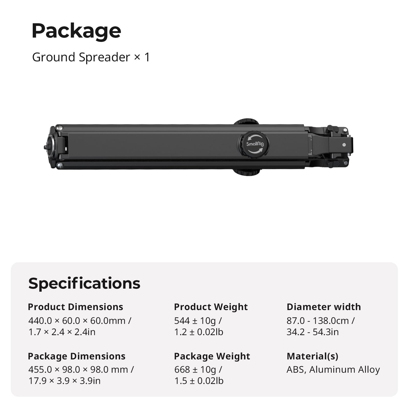Smallrig Quick Release Ground Level Tripod Spreader For Ad-100 Heavy-Duty Tripod, Ad-Pro8 Tripod And Ad-120 Video Tripod, Diameter Range 87-138Cm (34.2-54.3In) - 4507