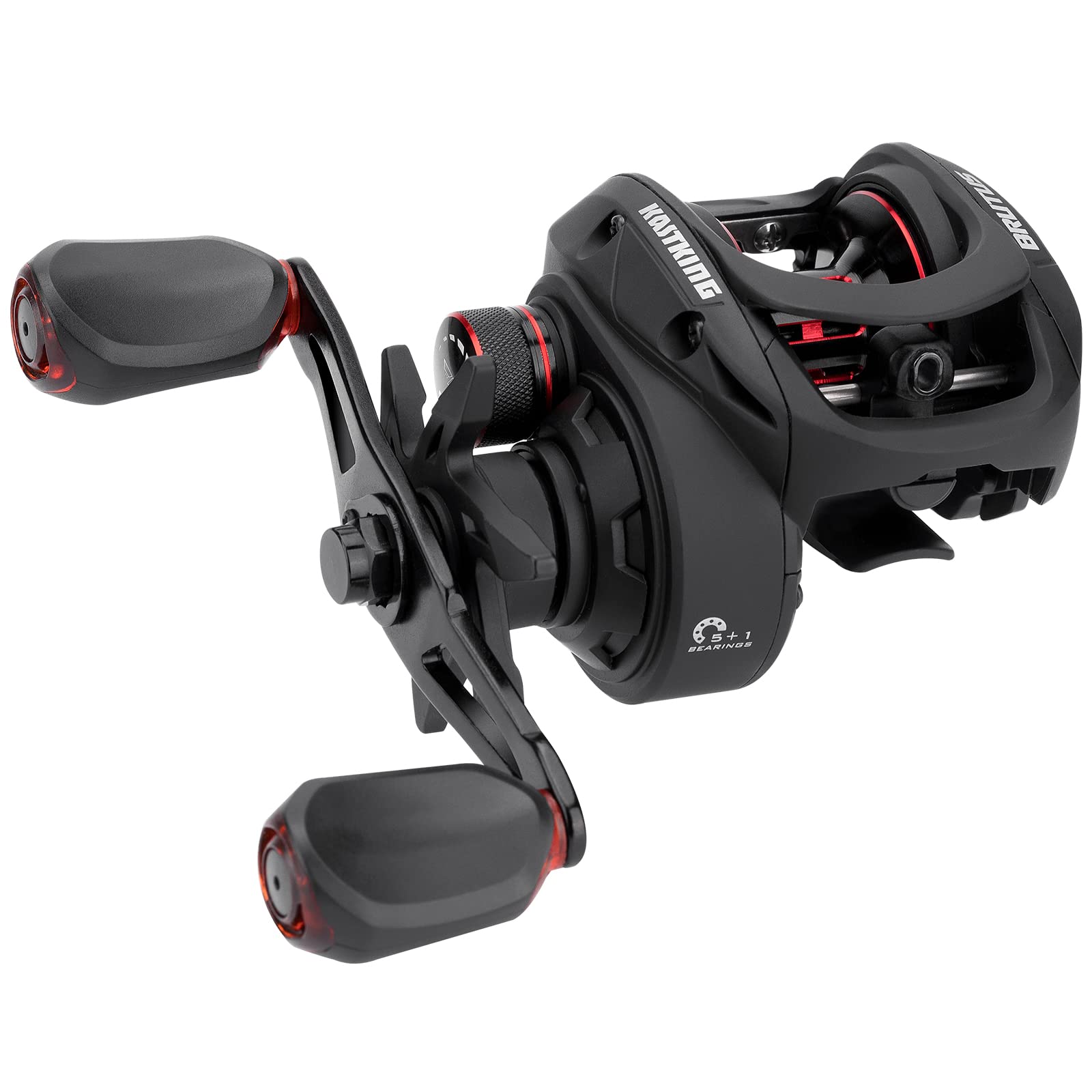 Kastking Brutus Baitcasting Fishing Reel, Graphite Frame, 7.2:1 Gear Ratio, 5+1 Shielded Stainless-Steel Ball Bearings,10 Button Magnetic Braking System, 17.6Lb Carbon Fiber Drag, Aluminum Handle