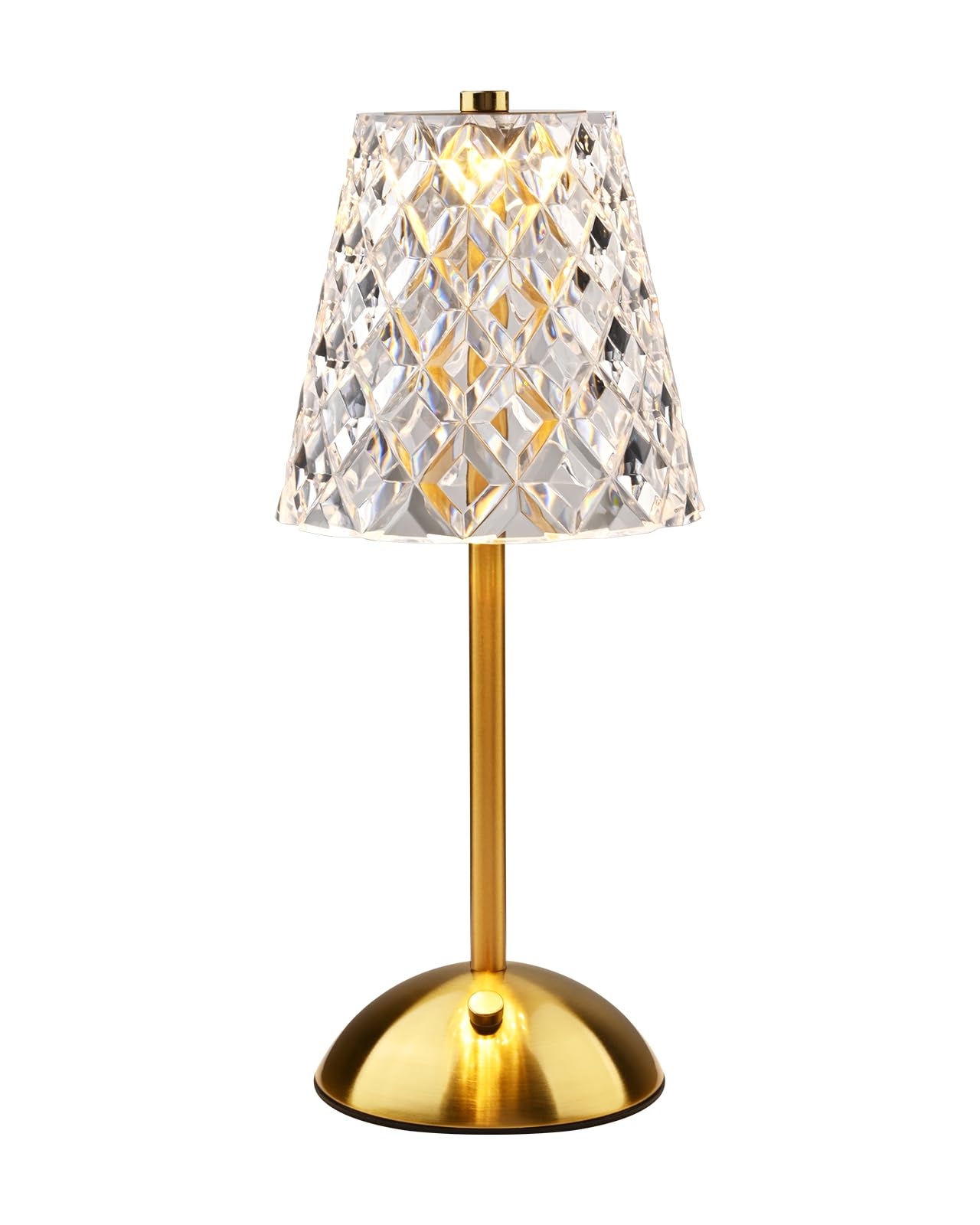 Hiseego Cordless Table Lamp, 3 Colors Touch Control & Stepless Dimmable, 2000Mah Rechargeable Battery Powered Lighting Crystal Led Counter Lamp For Kitchen, Living Room, Bedroom, Entryway, Bar(Gold)