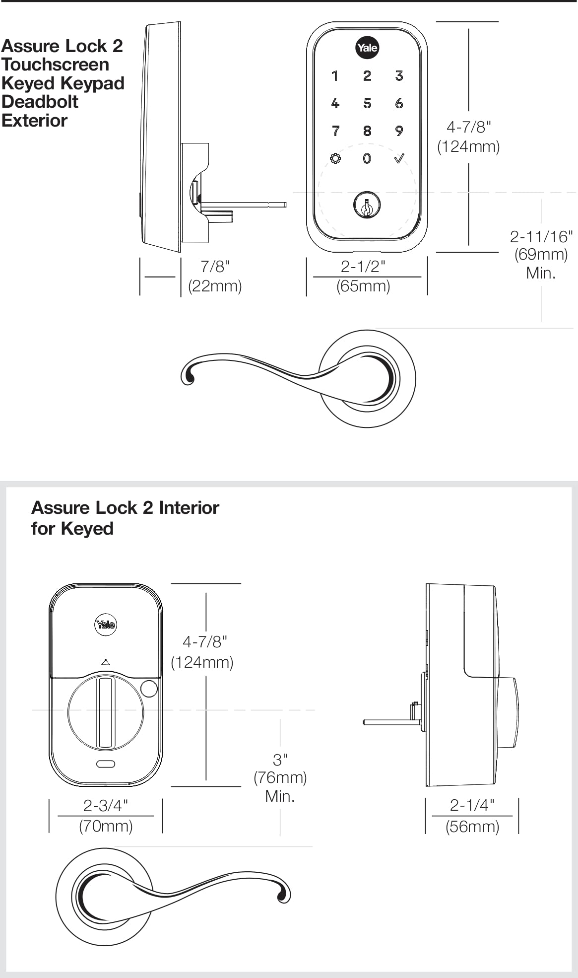 Yale Security Yale Assure Lock 2 Deadbolt, Black Suede Digital Touchscreen Entry Door Lock With Electronic Keypad And Back-Up Key And Z-Wave, Yrd420-Zw2-Bsp