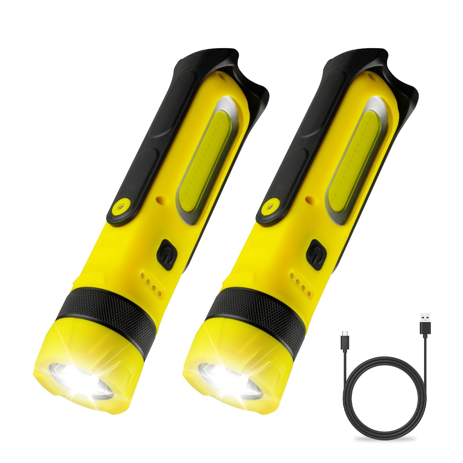Napatyre Flashlights High Lumens Rechargeable, Super Bright Small Utility Flashlight, 300° Rotate 3 Modes Magnetic Led Flashlights With Cob Work Light For Home Emergency Camping, 2 Pack