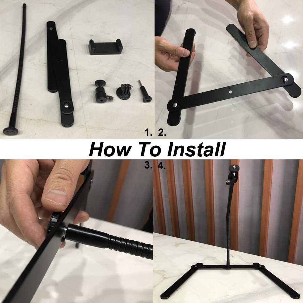 Aontoky Photo Copy Pico Projector Stand Overhead Tripod Video Stand Phone Mount Flexible Tabletop Stand For Live Streaming Video Recording Vlog Youtube Teaching Cooking Crafting Demo Drawing Recording
