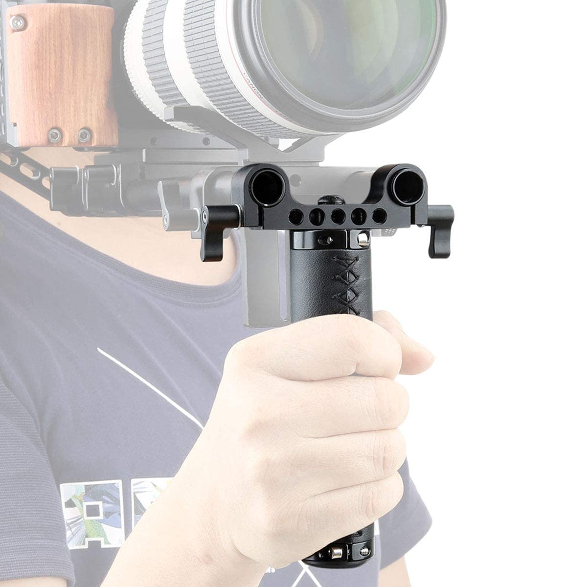 Niceyrig 15Mm Rod Handle With Rod Clamp Connector, Applicable For Dslr Camera Rig Support Rail System
