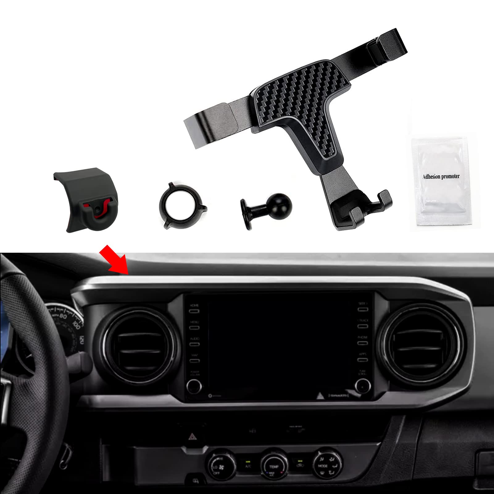 Microck Car Phone Holder Mount For Tacoma, Cellphone Dash Clip For Toyota Tacoma 2016 2017 2018 2019 2020   , For All Mobile Phones