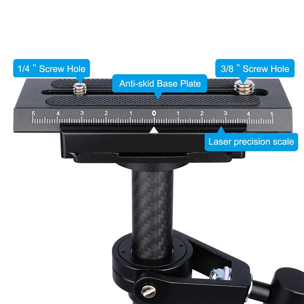 Cocoarm Carbon Fiber Handheld Stabilizer With Quick Release Plate, Premium Material, Height Adjustable Compatible With Various Cameras (Black)