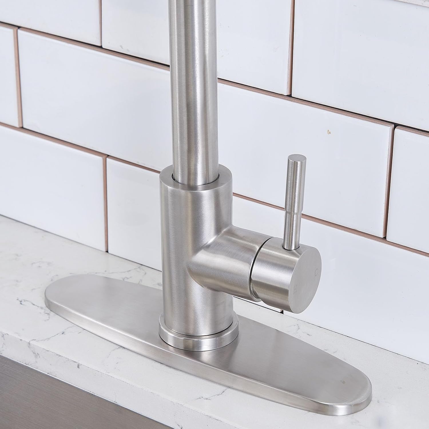 Vc Cucine Vccucine Kitchen Faucet With Pull Down Sprayer, Brushed Nickel Faucet For Kitchen Sink, Small High Arc Rv Stainless Steel Single Handle Pull Out Kitchen Sink Faucet