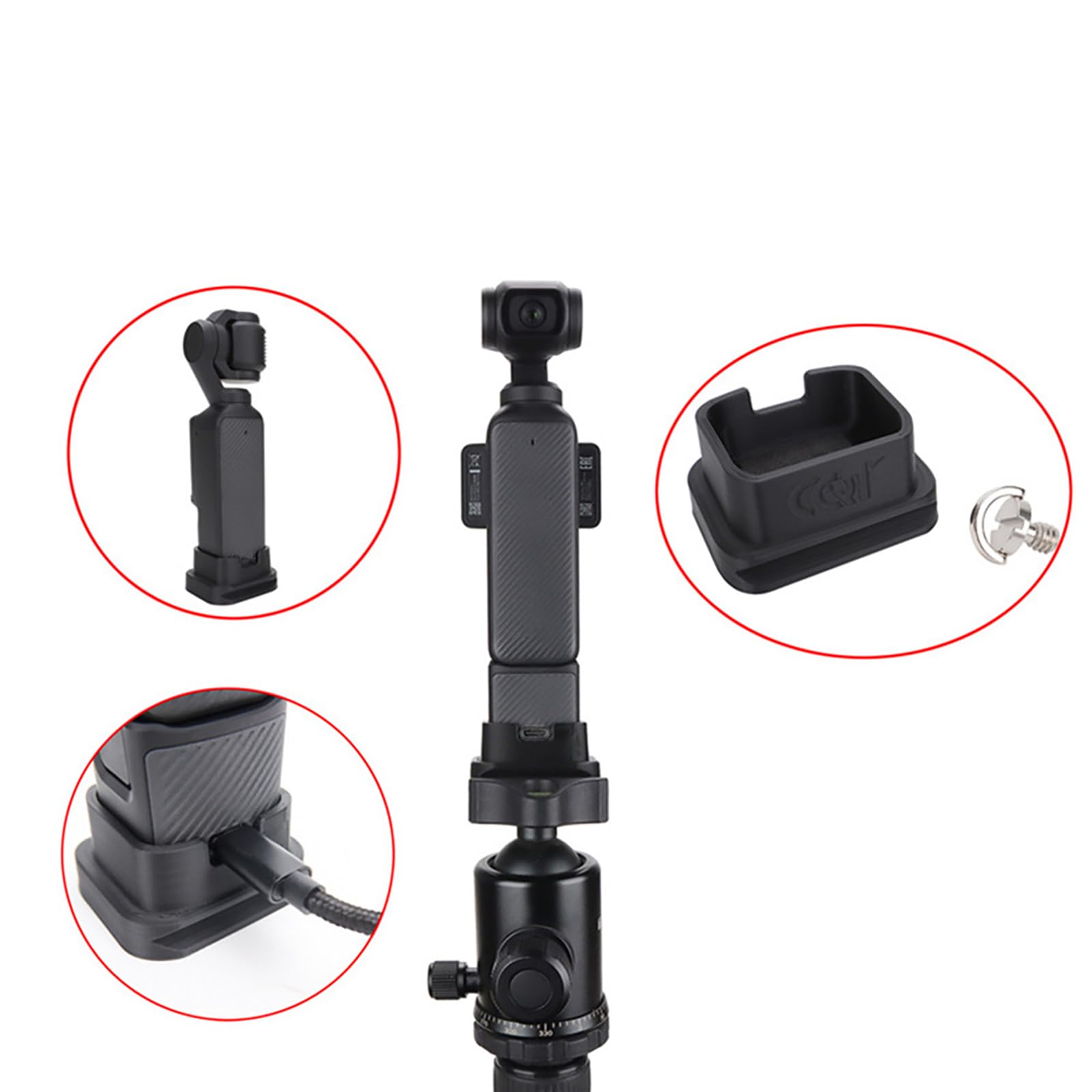 Teckeen Portable 38Mm Stabilizer Base, Camera Handheld Supporting Base With Screw For Dji Osmo Pocket 3 Camera, Vlog Travel Selfie Stick Handle Grip Desktop Accessories